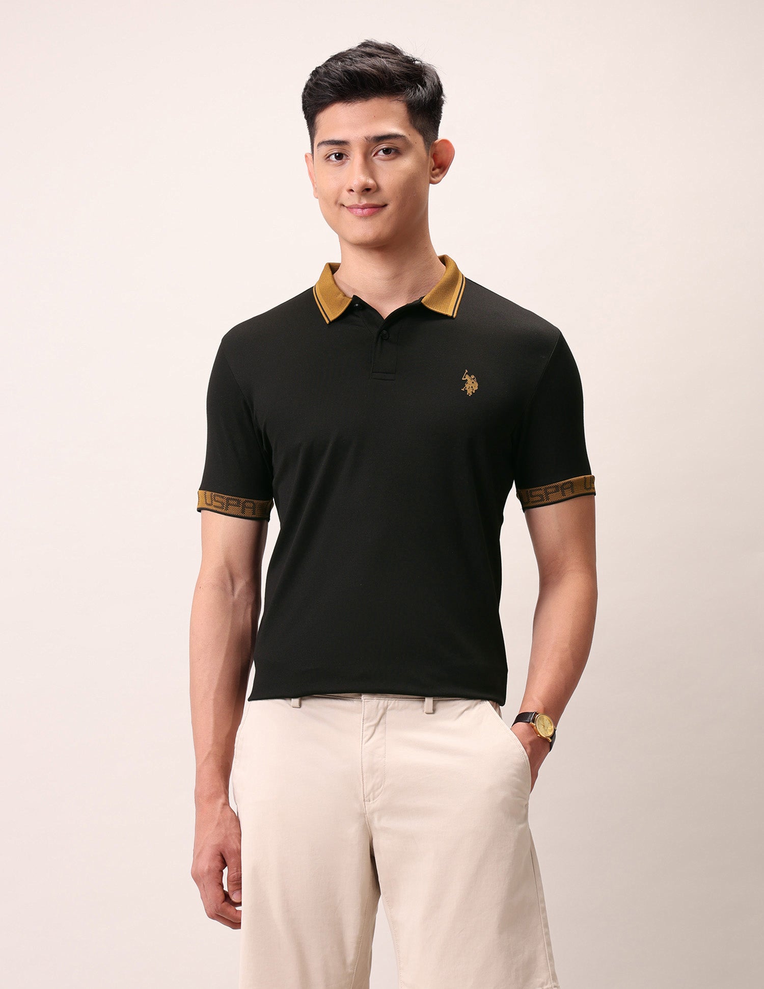 Muscle Fit Outdoor Polo Shirt Black - U.S. Polo Assn. India | Large