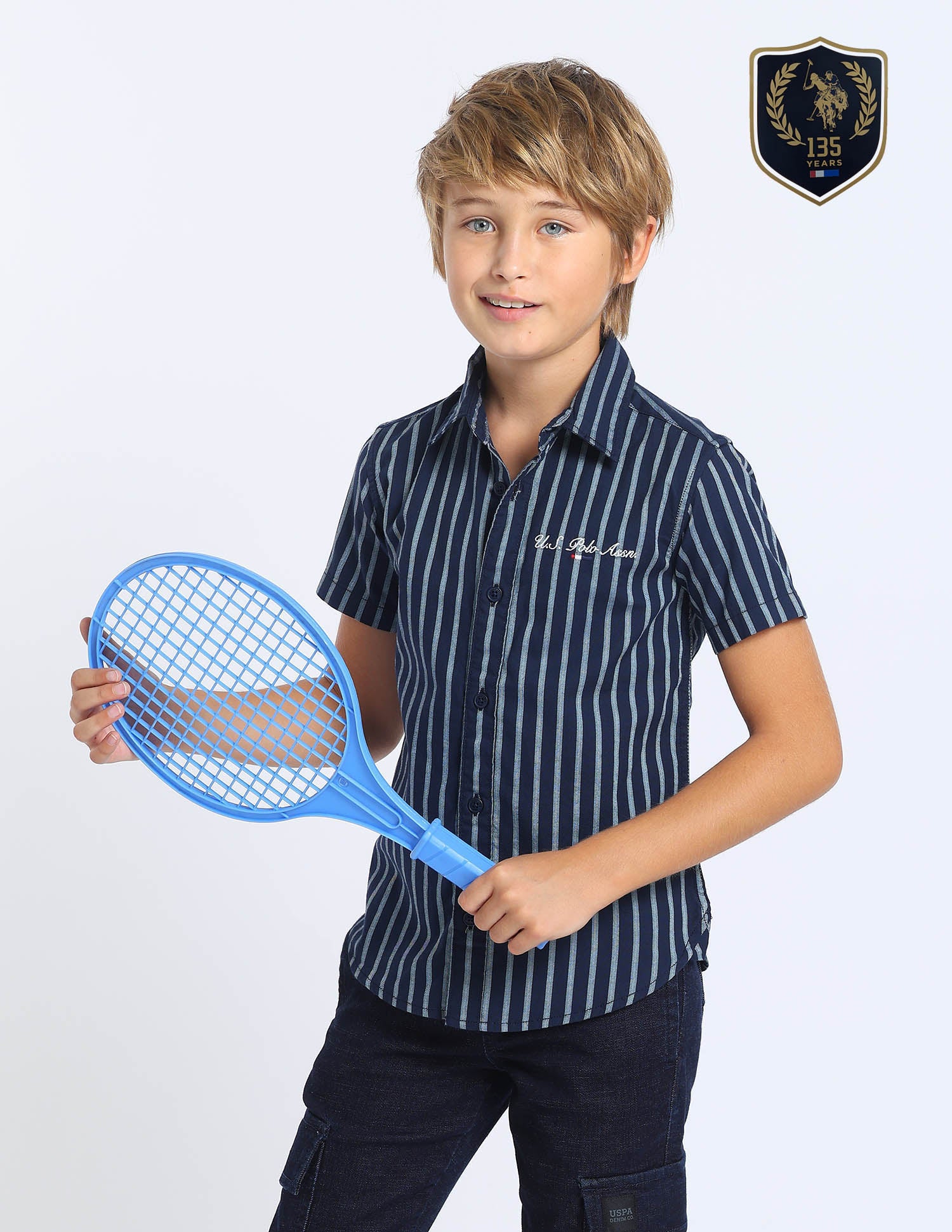 Boys Vertical Striped Regular Fit Shirt