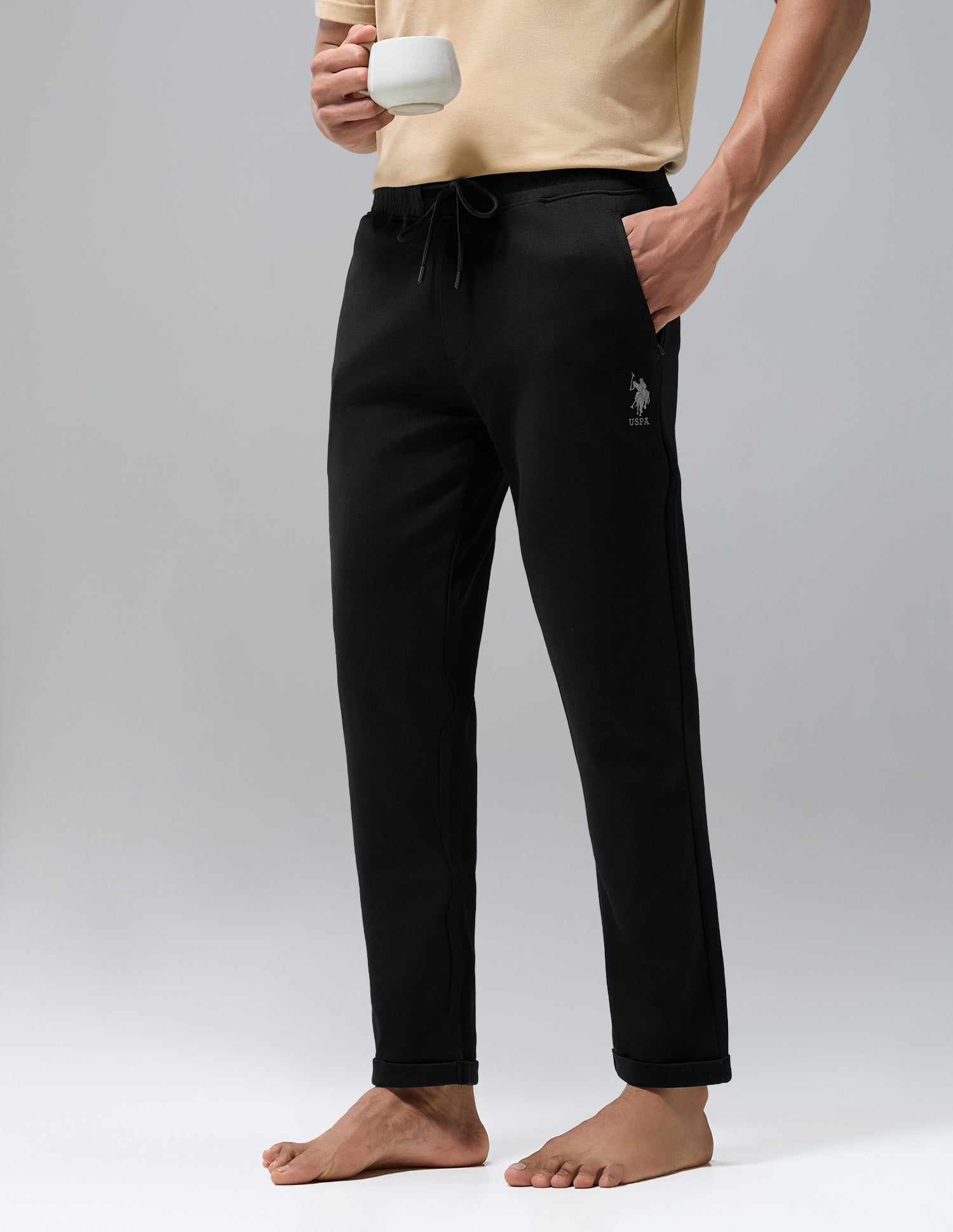 Terry Cotton Heavyweight OR012 Track Pants Black - U.S. Polo Assn. India | Large