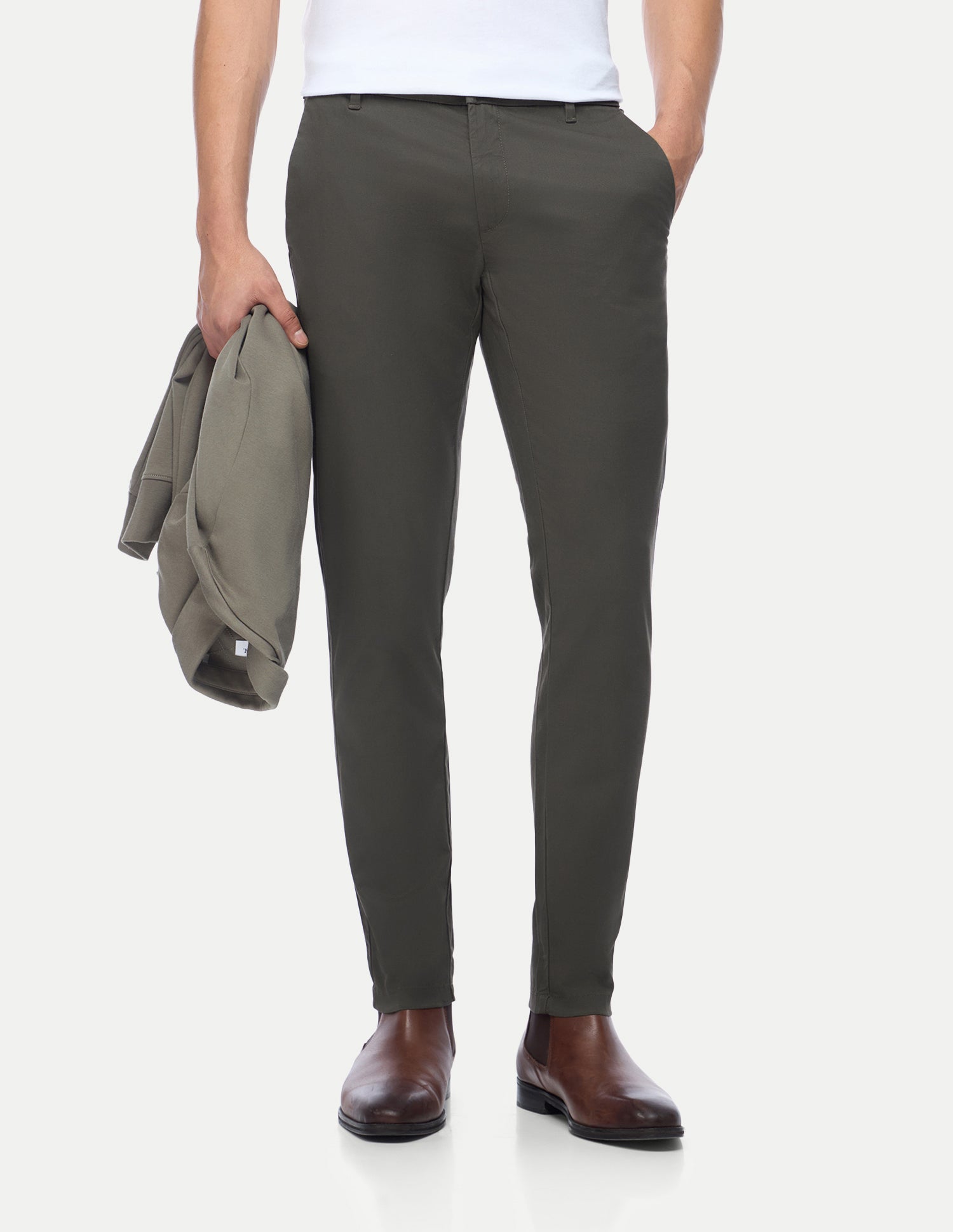 Austin Trim Regular Fit Twill Trousers Dark Olive - U.S. Polo Assn. India | Large