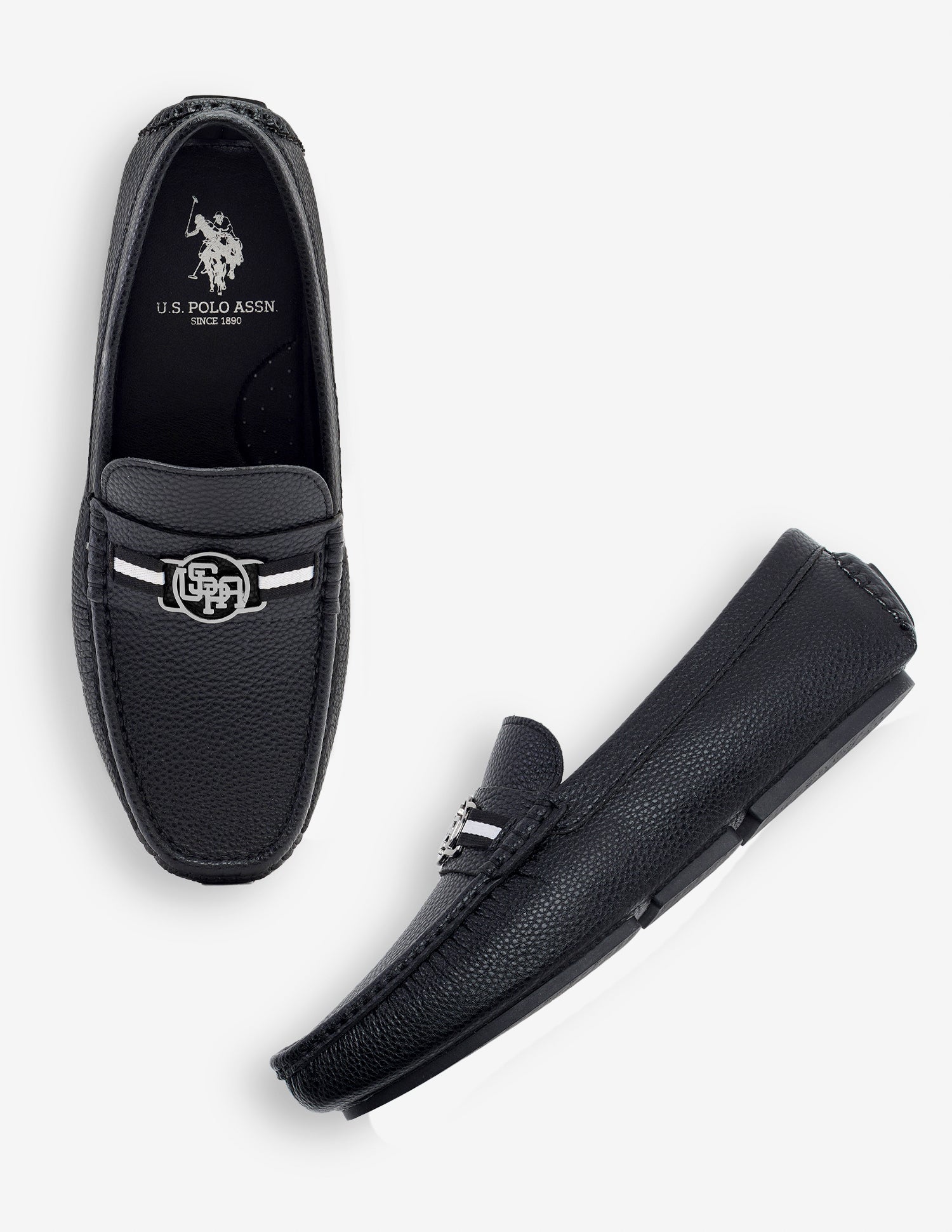 Textured Slip-Ons Elwood Loafers Black - U.S. Polo Assn. India | Large