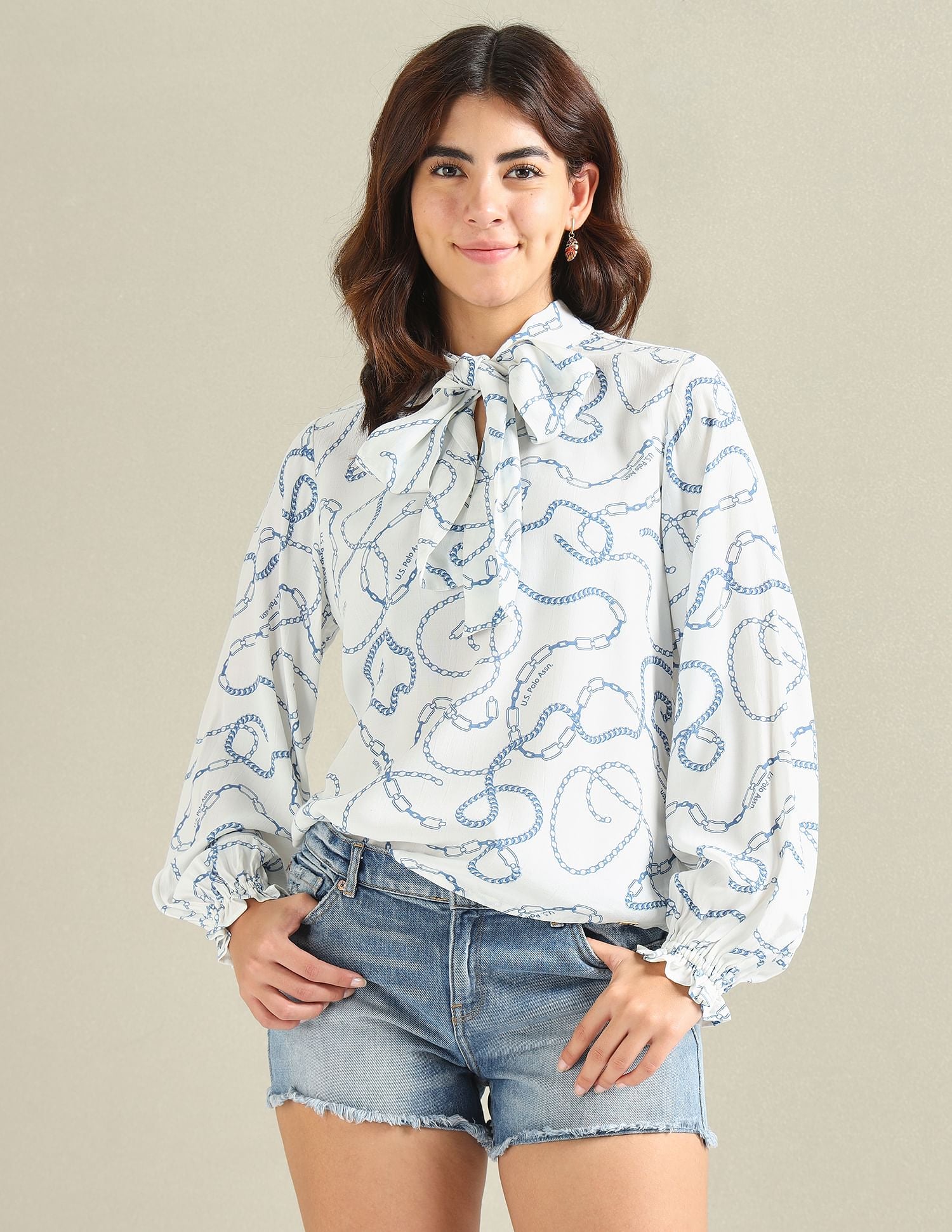 Bow Collar Moss Top