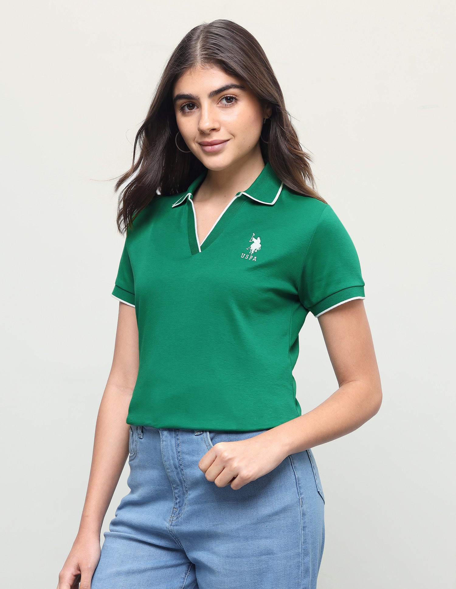 Solid Regular Fit Polo Shirt Green - U.S. Polo Assn. India | Large