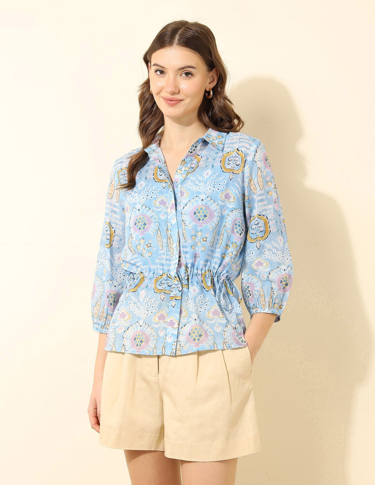 Cinched Wasit Floral Printed Shirt Multi-colour - U.S. Polo Assn. India | Large
