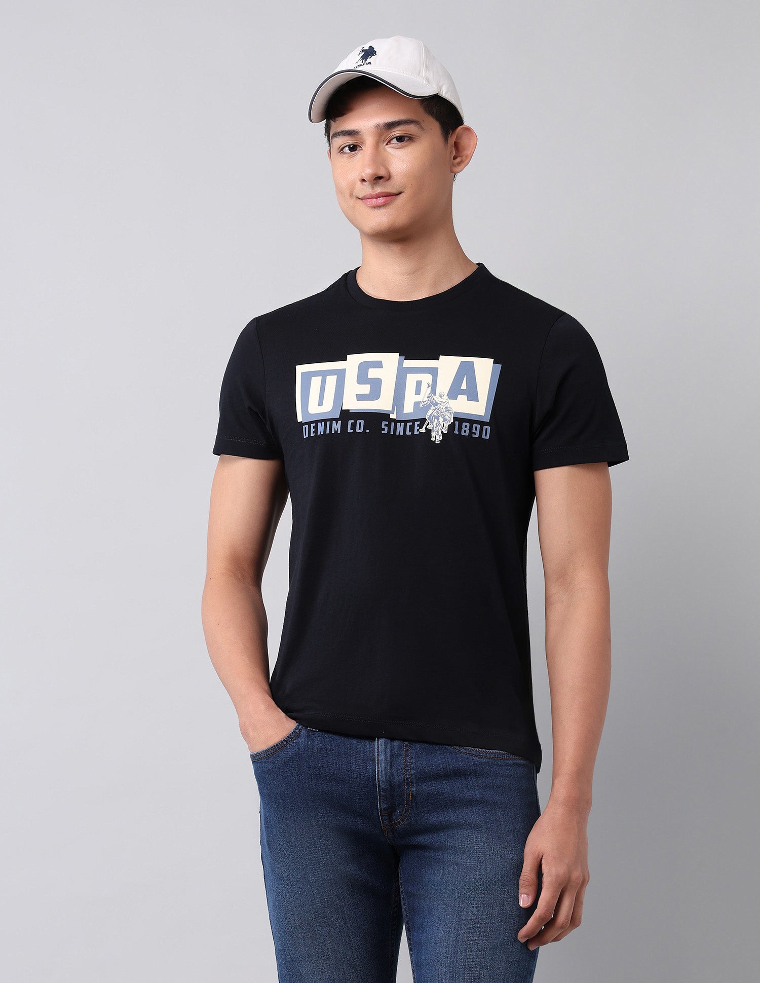 Brand Printed Muscle Fit T-Shirt Navy - U.S. Polo Assn. India | Large