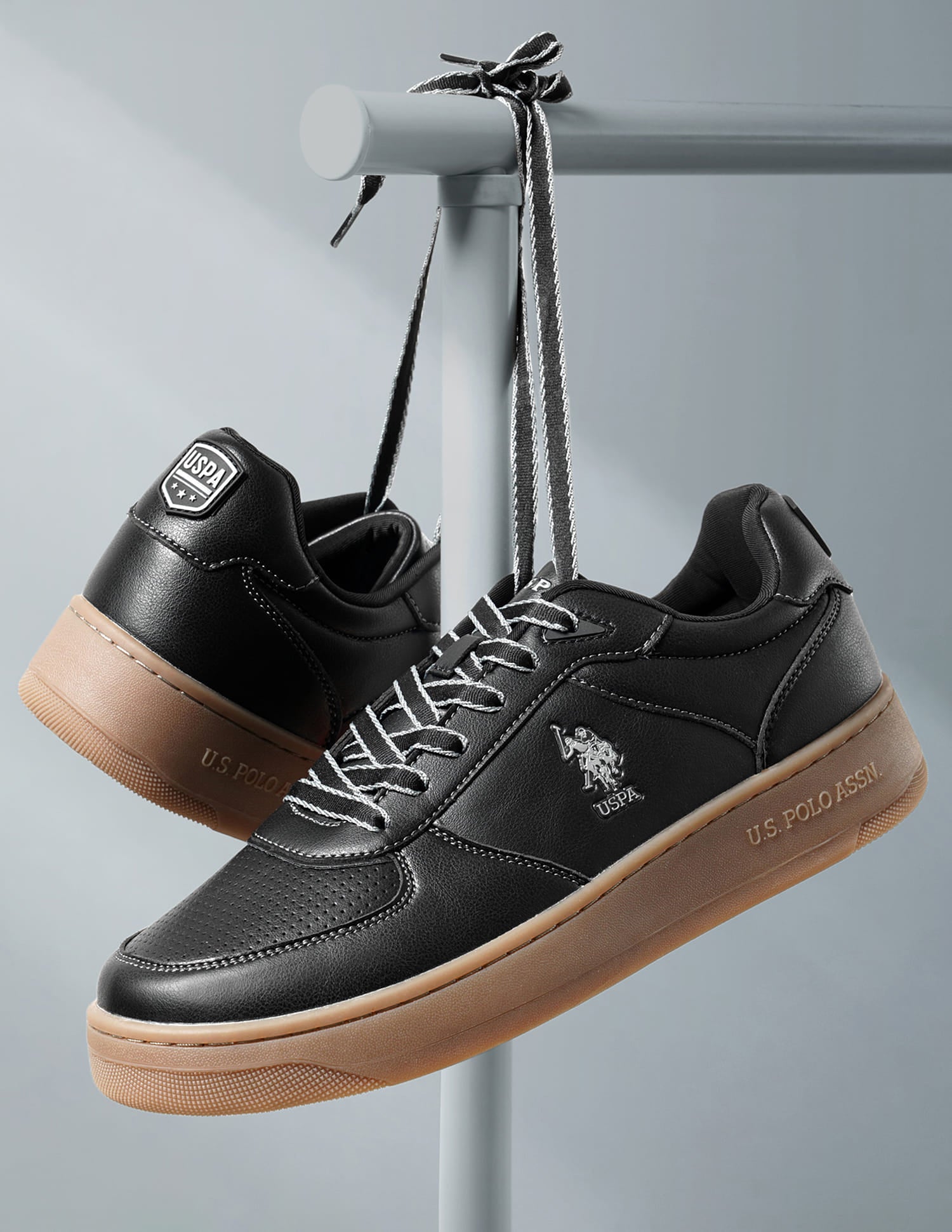 Men Kodiak 2.0 Black Retro Court Sneakers Black - U.S. Polo Assn. India | Large