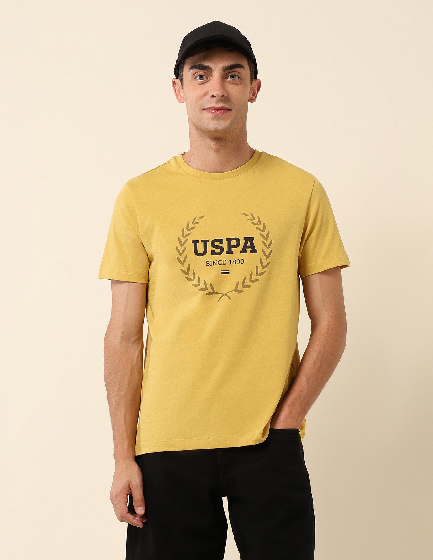 Slim Fit Brand Printed T-Shirt Mustard - U.S. Polo Assn. India | Large