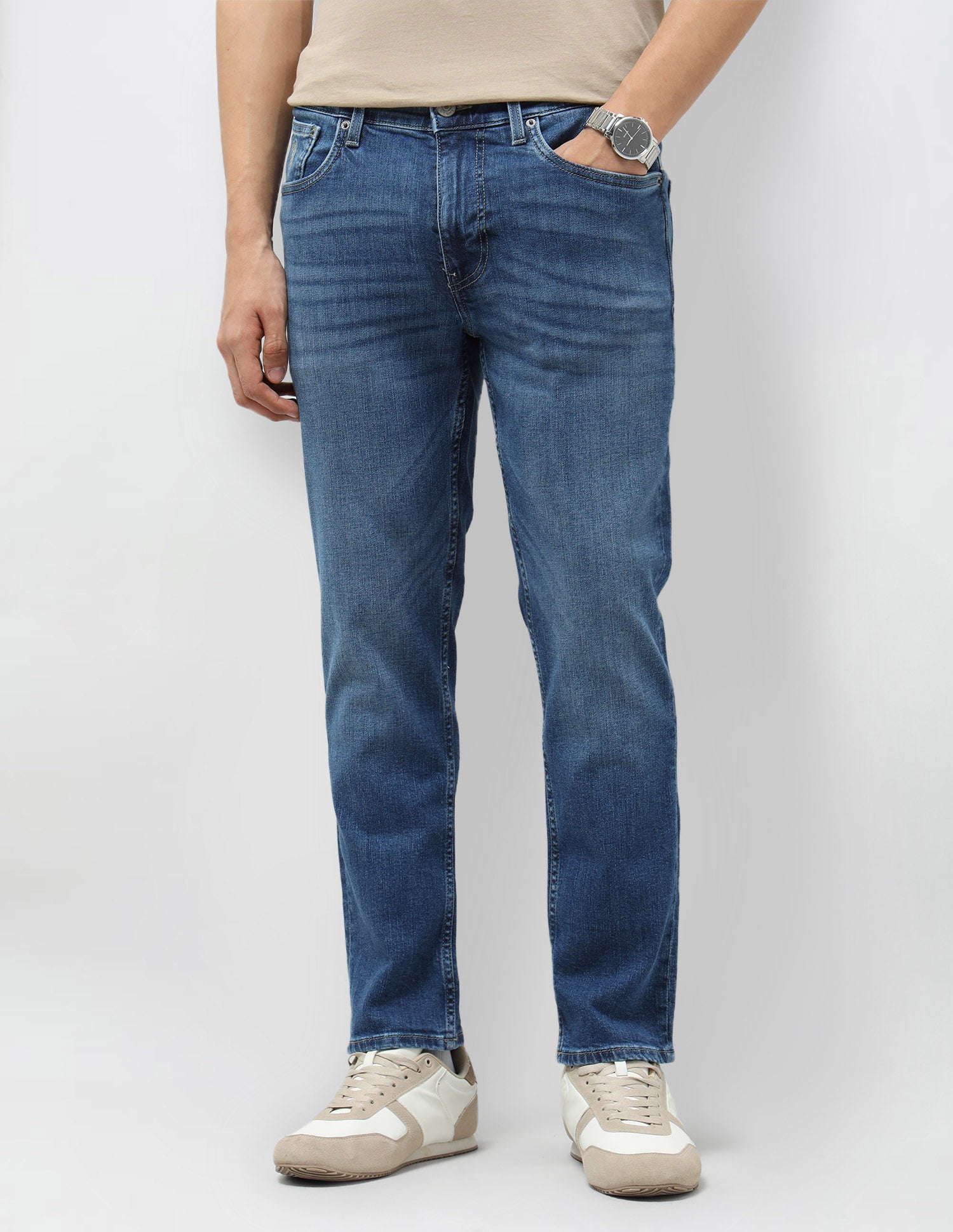 Cole Comfort Cropped Fit Blue Jeans