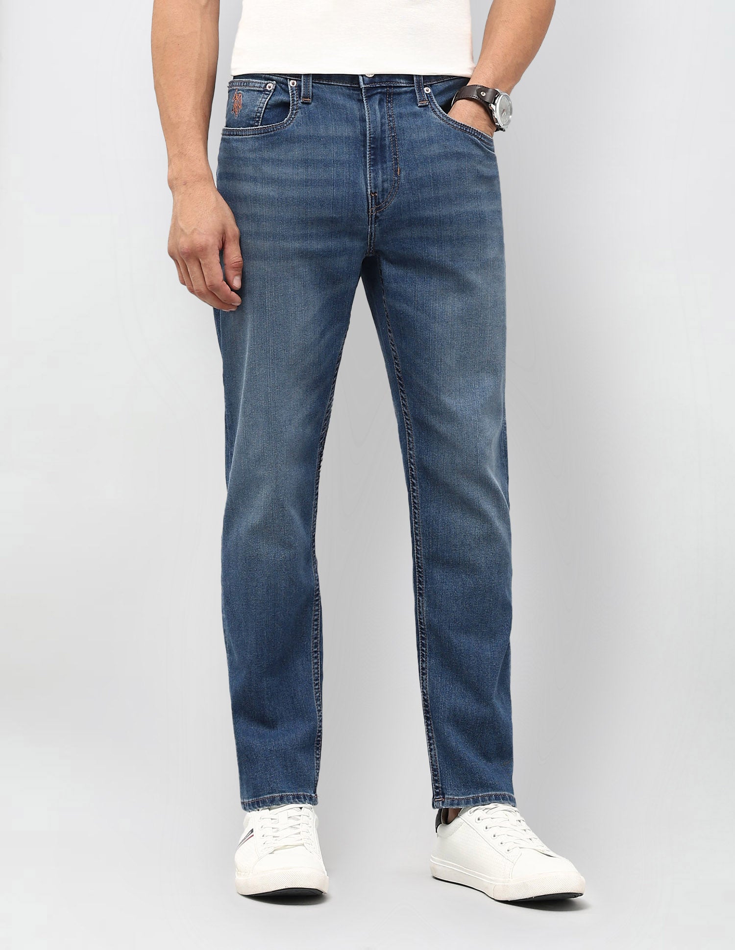 Cole Comfort Cropped Fit Blue Jeans