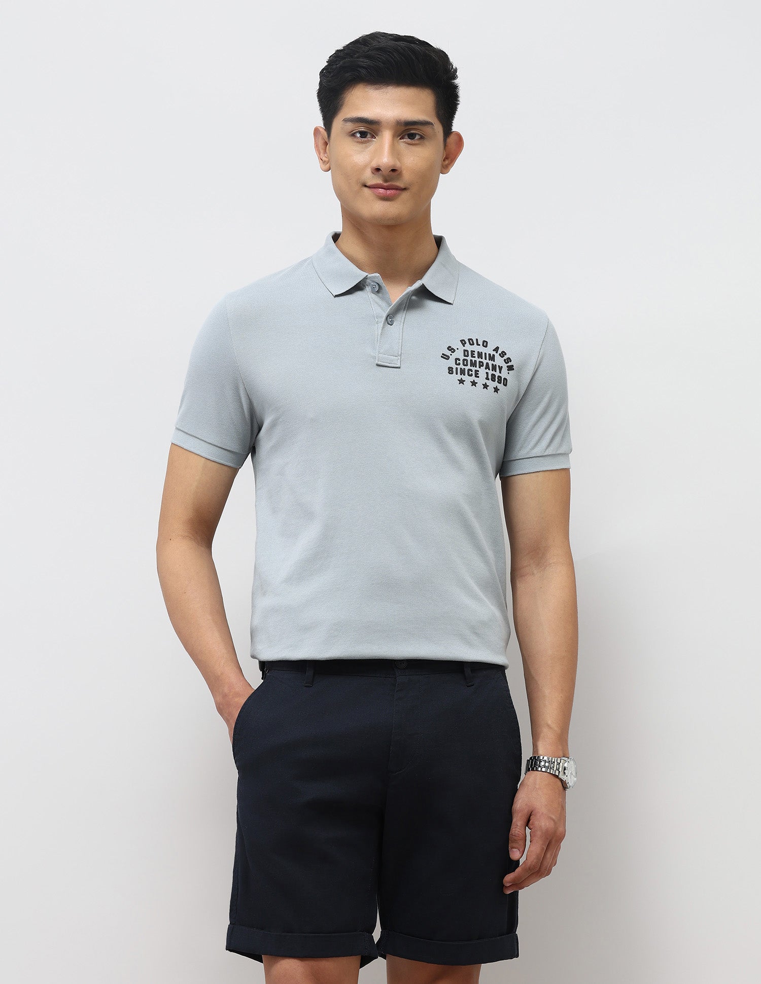 Brand Embossed Muscle Fit Polo Shirt