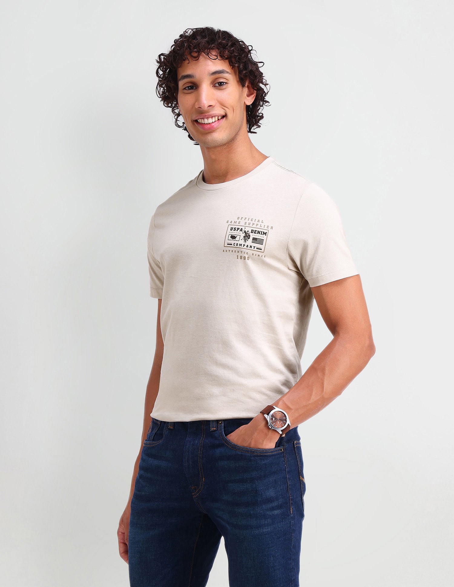 Muscle Fit Brand Printed T-Shirt Fog - U.S. Polo Assn. India | Large