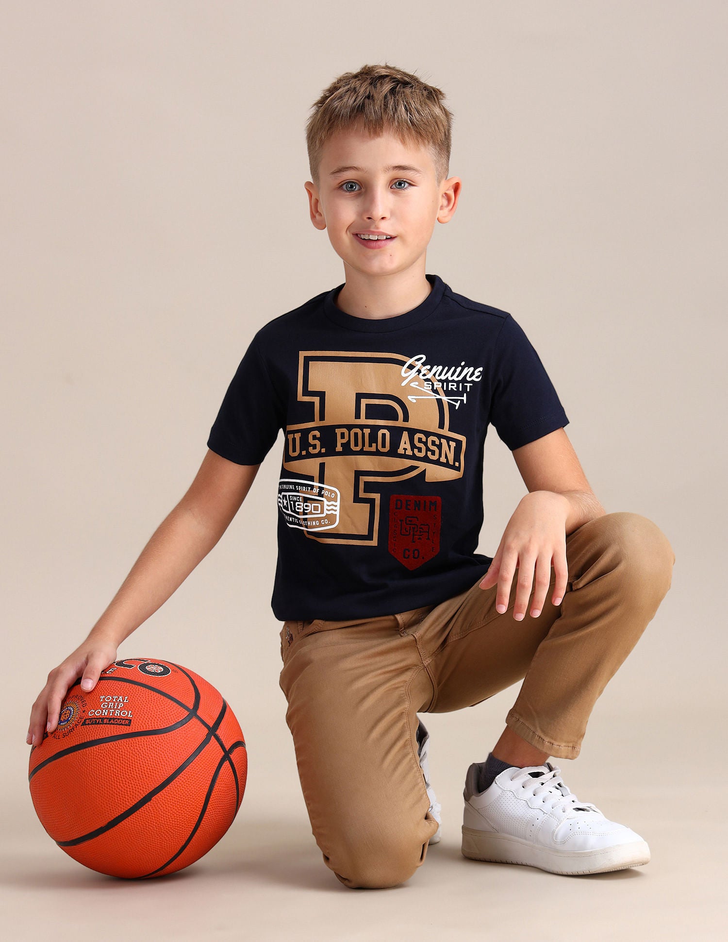 Boys Brand Print Regular Fit T-shirt