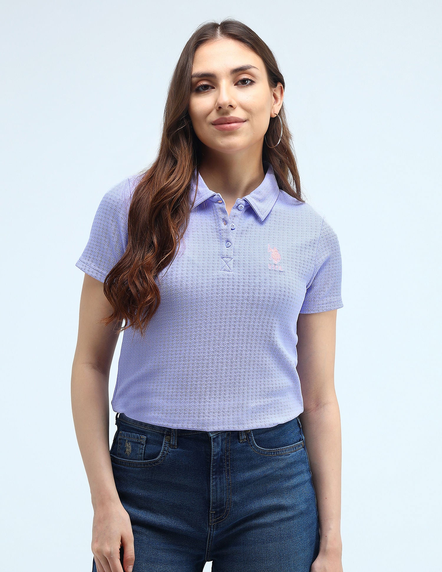 Contrast Logo Textured Polo Shirt