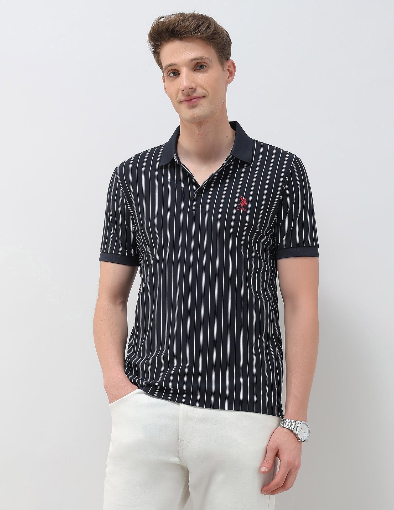 Vertical Striped Regular Fit Polo Shirt