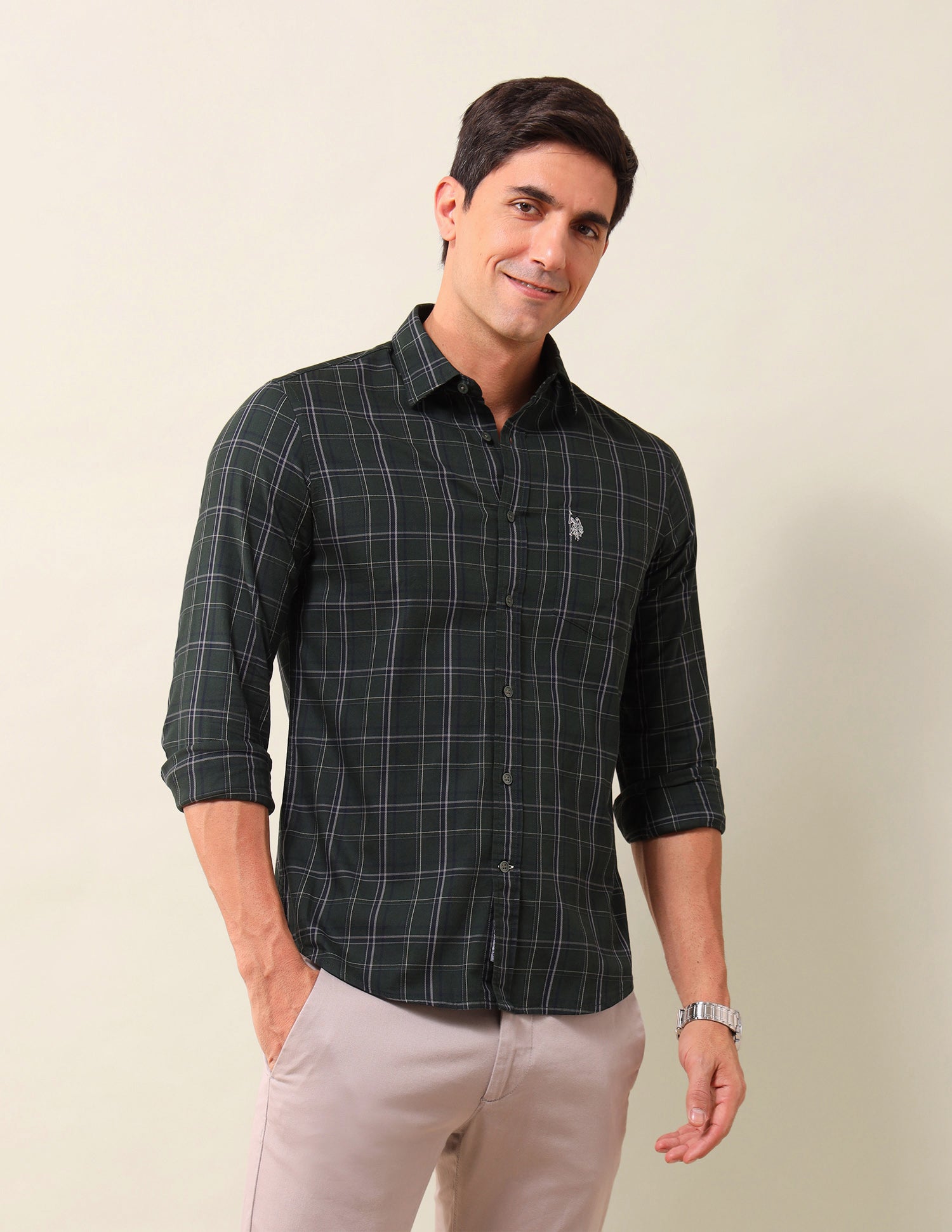 Grid Tattersall Checked Tailored Fit Shirt