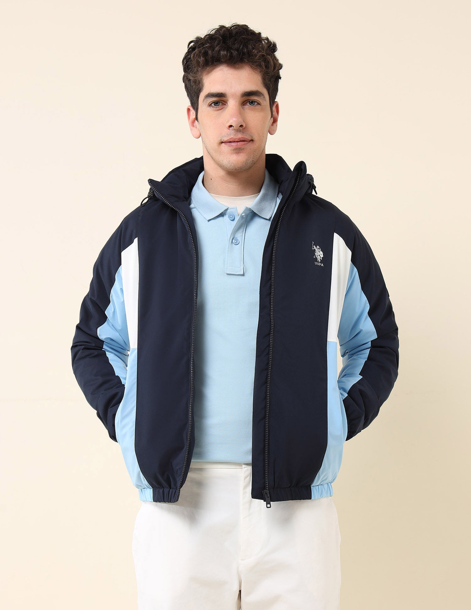 High Neck Regular Fit Jacket Navy - U.S. Polo Assn. India | Large