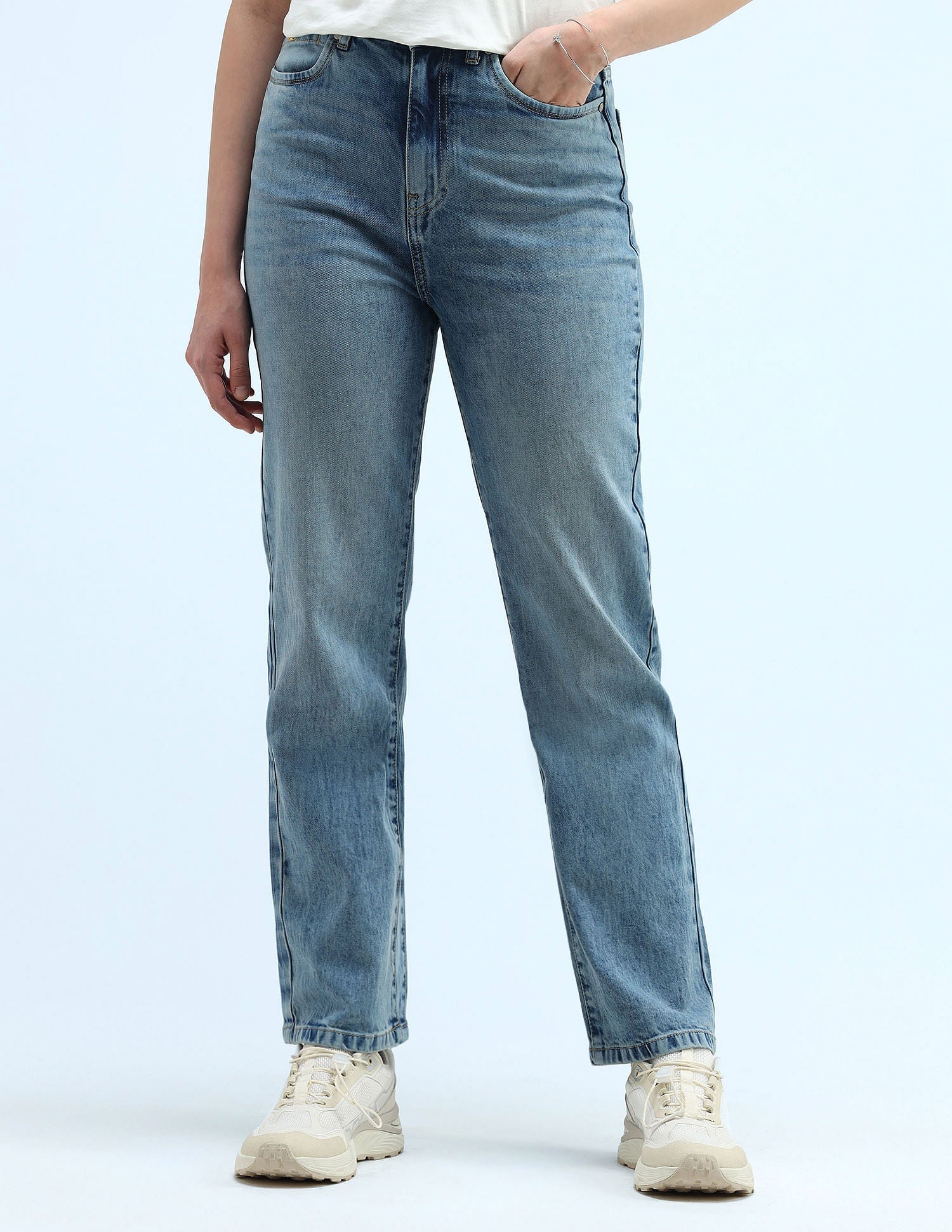 High Rise Straight Fit Jeans