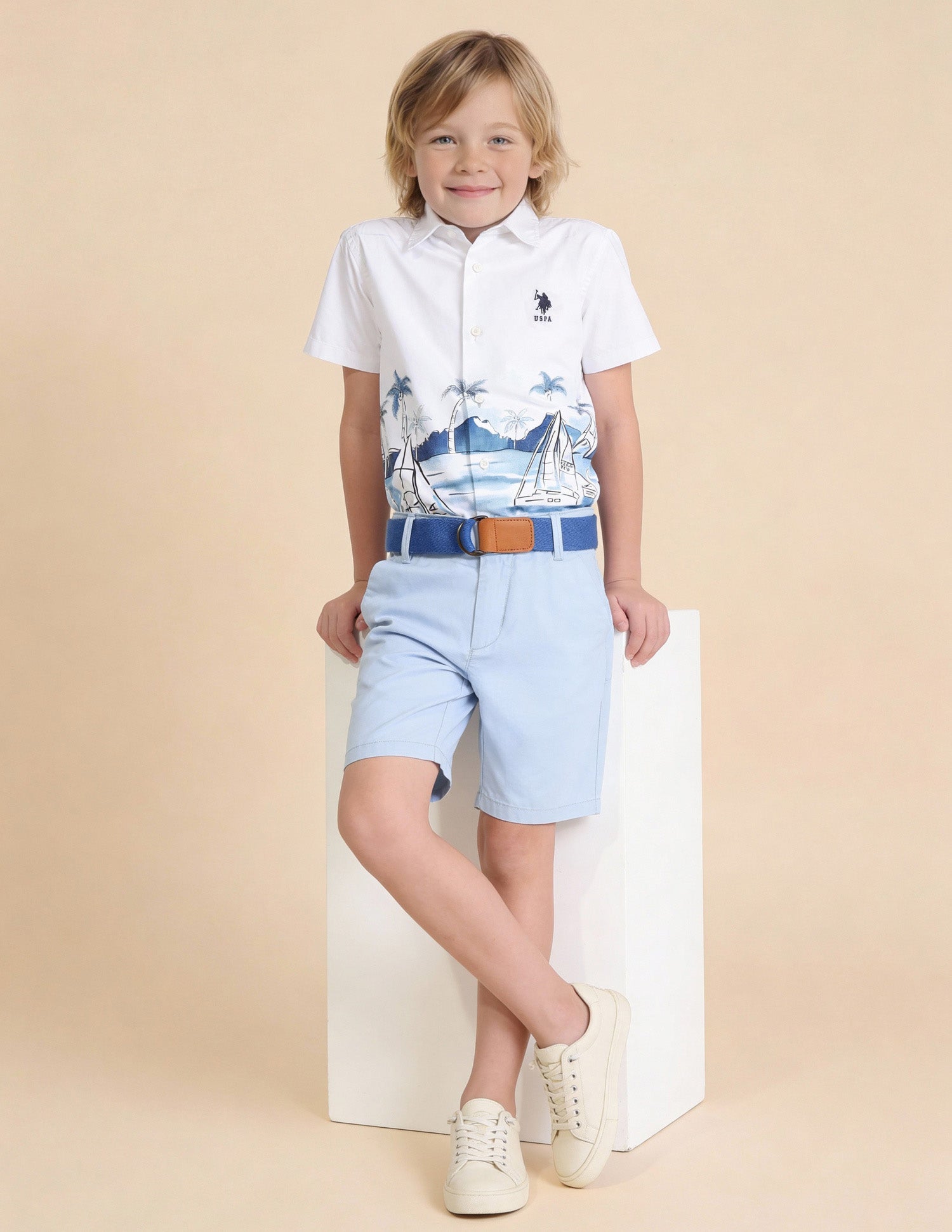 Boys Relaxed Fit Solid Shorts