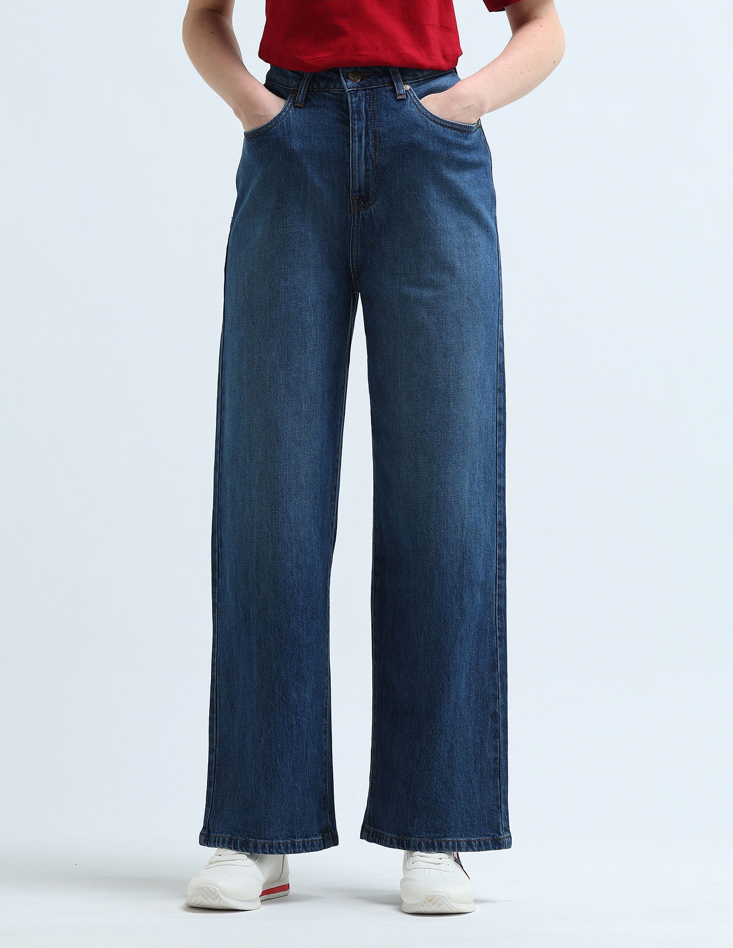 High Rise Wide Leg Jeans Blue - U.S. Polo Assn. India | Large