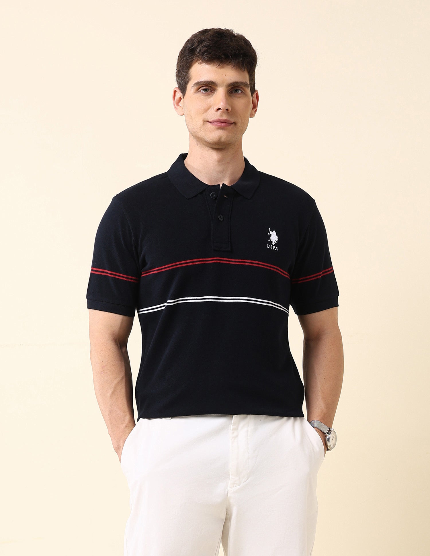 Horizontal Striped Classic Polo Shirt
