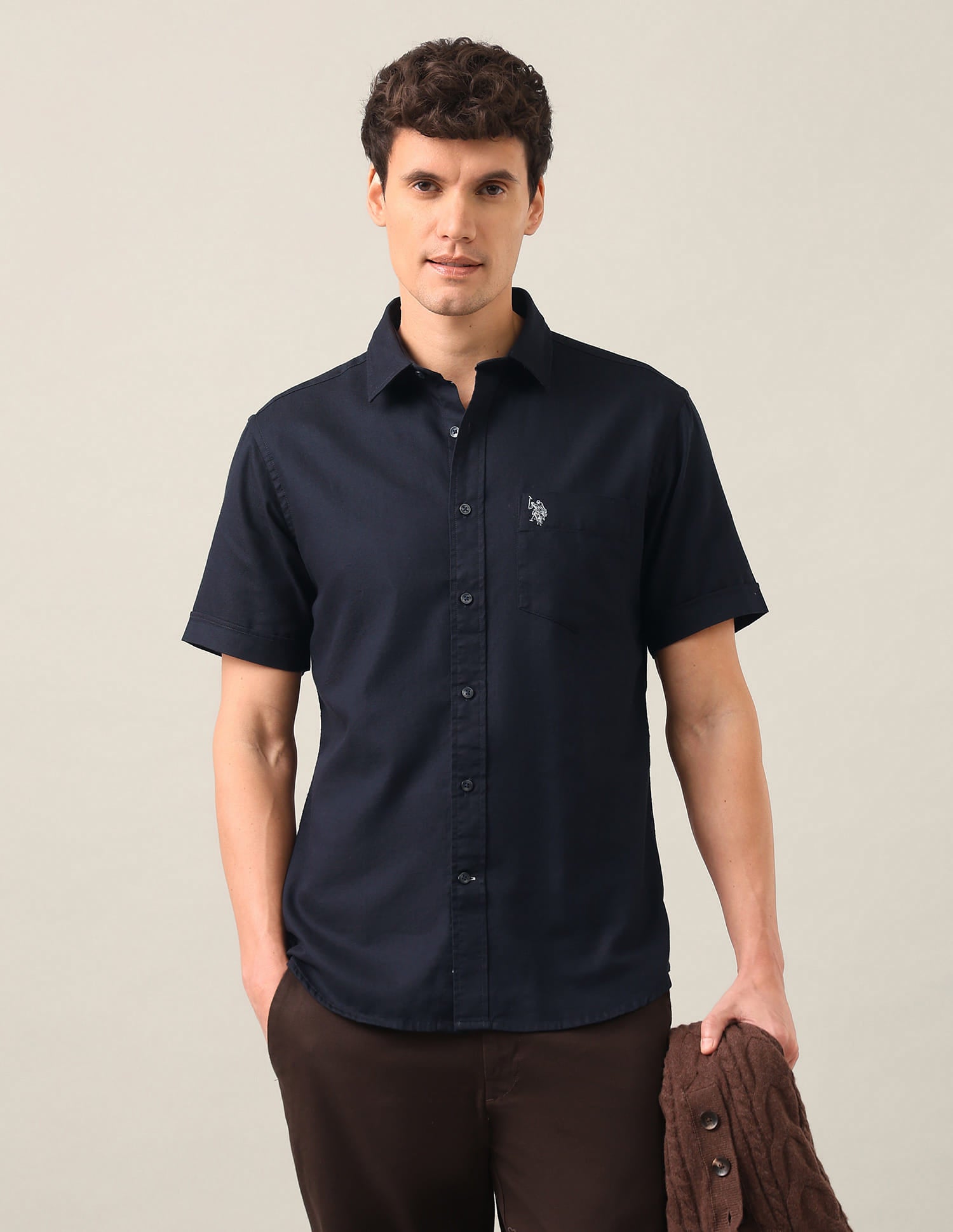 Solid Tailored Fit Shirt Blue - U.S. Polo Assn. India | Large