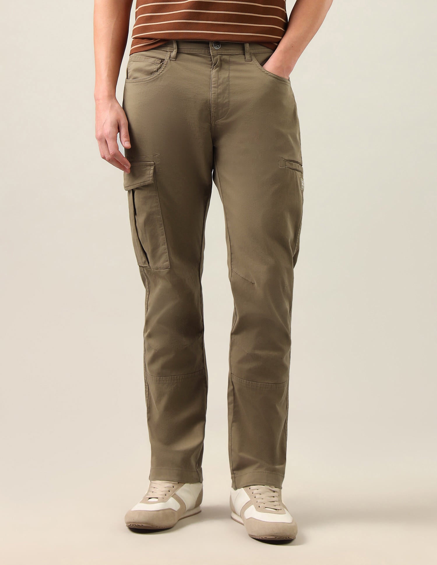 Harold Slim Straight Fit Twill Cargos Brown - U.S. Polo Assn. India | Large