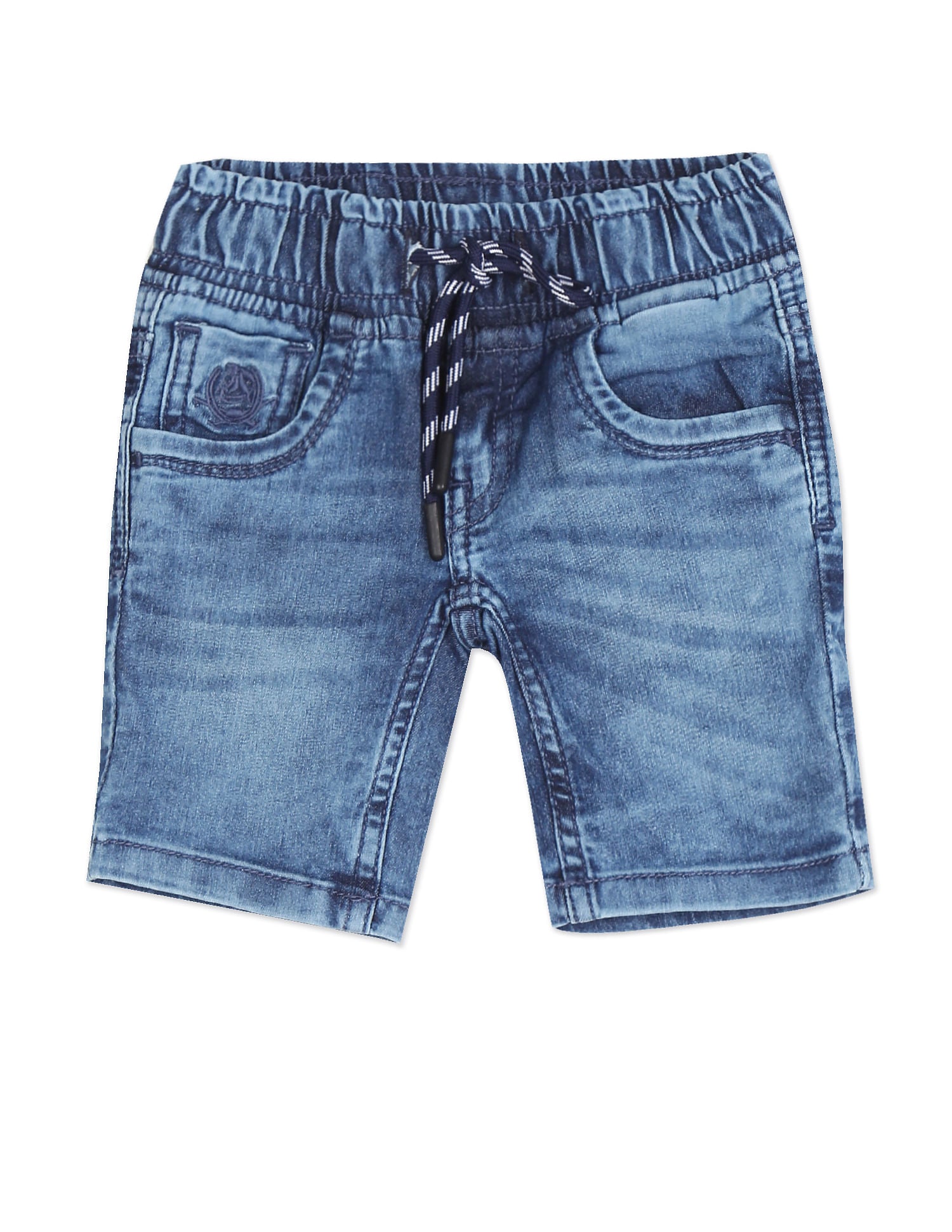 Boys Blue Drawstring Waist Slim Fit Denim Shorts