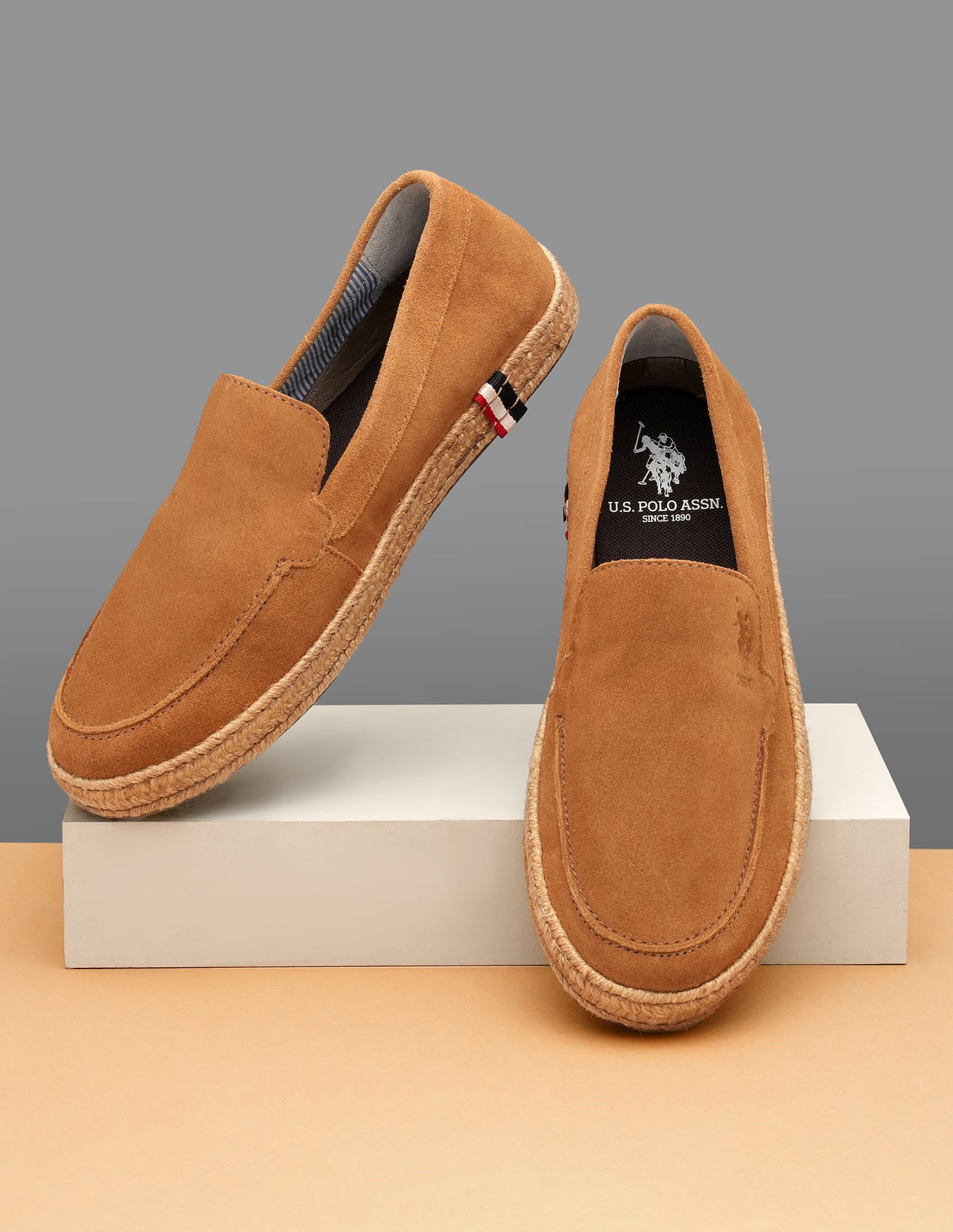 Mens Oudi Suede Slip-On Shoes Tan - U.S. Polo Assn. India | Large