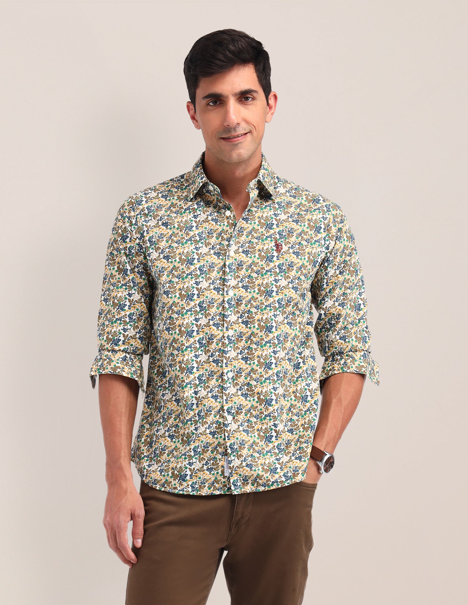 Floral Pattern Poplin Shirt