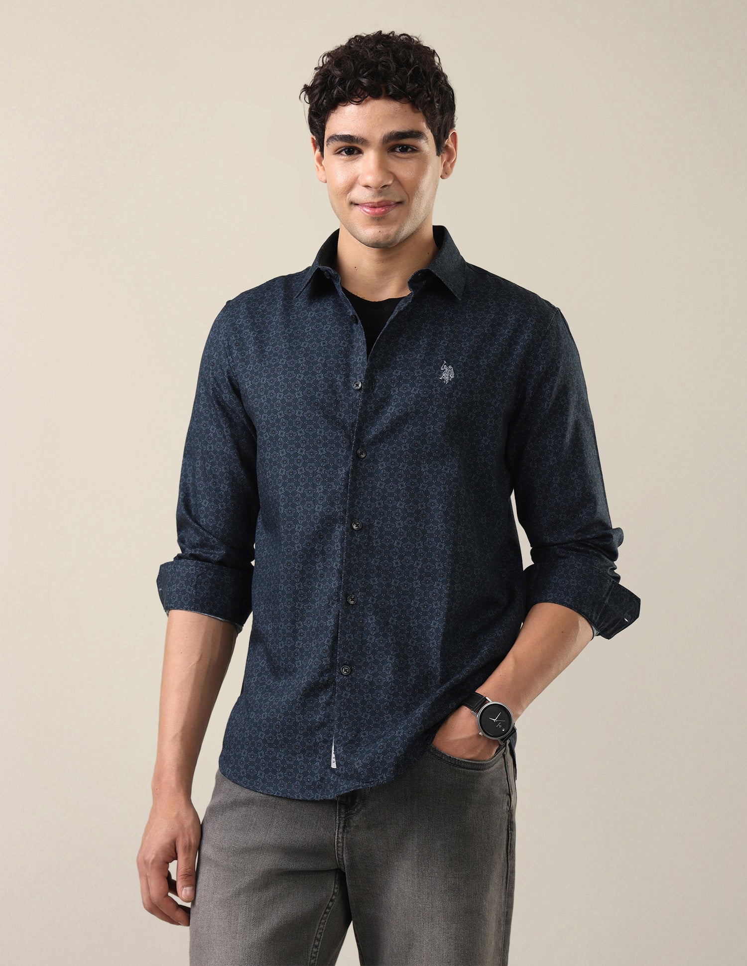 Twill Floral Printed Shirt Teal - U.S. Polo Assn. India | Large