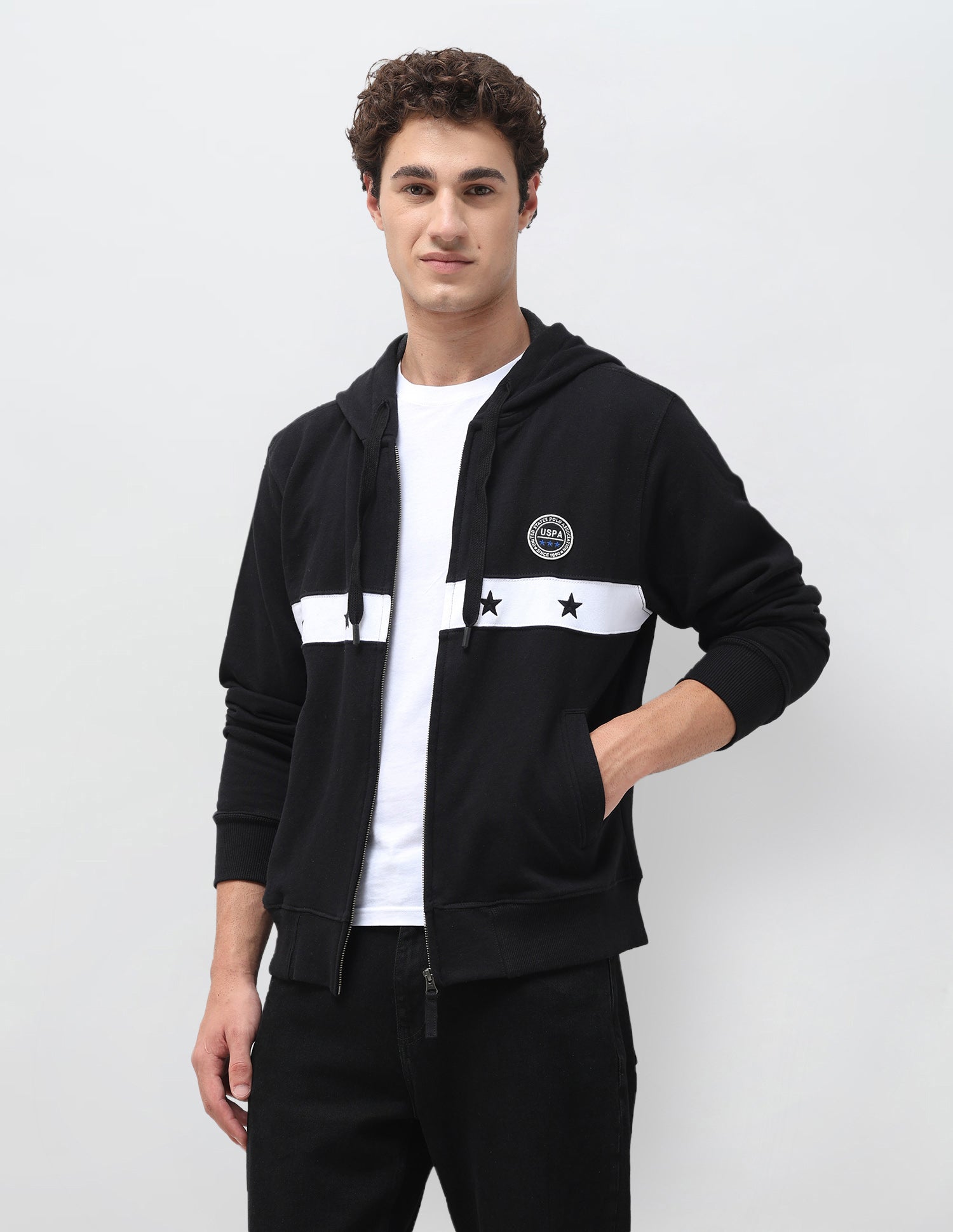 Solid Regular Fit Sweatshirt Black - U.S. Polo Assn. India | Large
