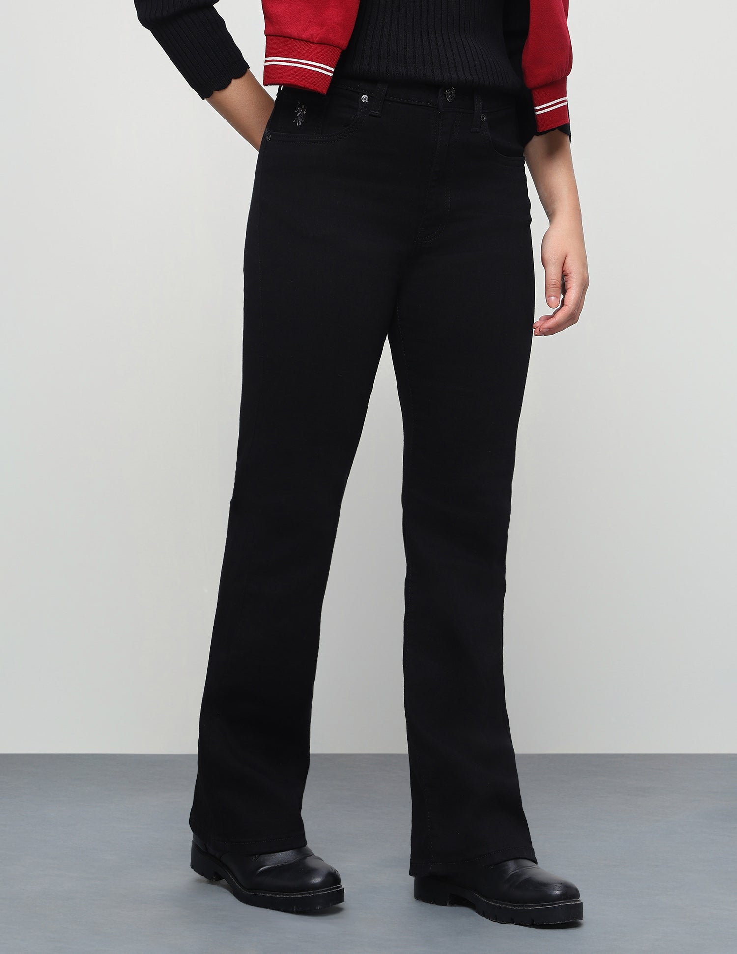 High Rise Bootcut Fit Jeans Jet Black - U.S. Polo Assn. India | Large