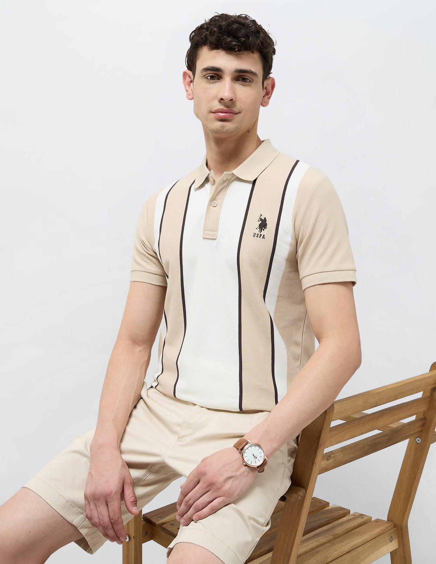 Colorblocked Regular Fit Polo Shirt Beige - U.S. POLO ASSN. | Large
