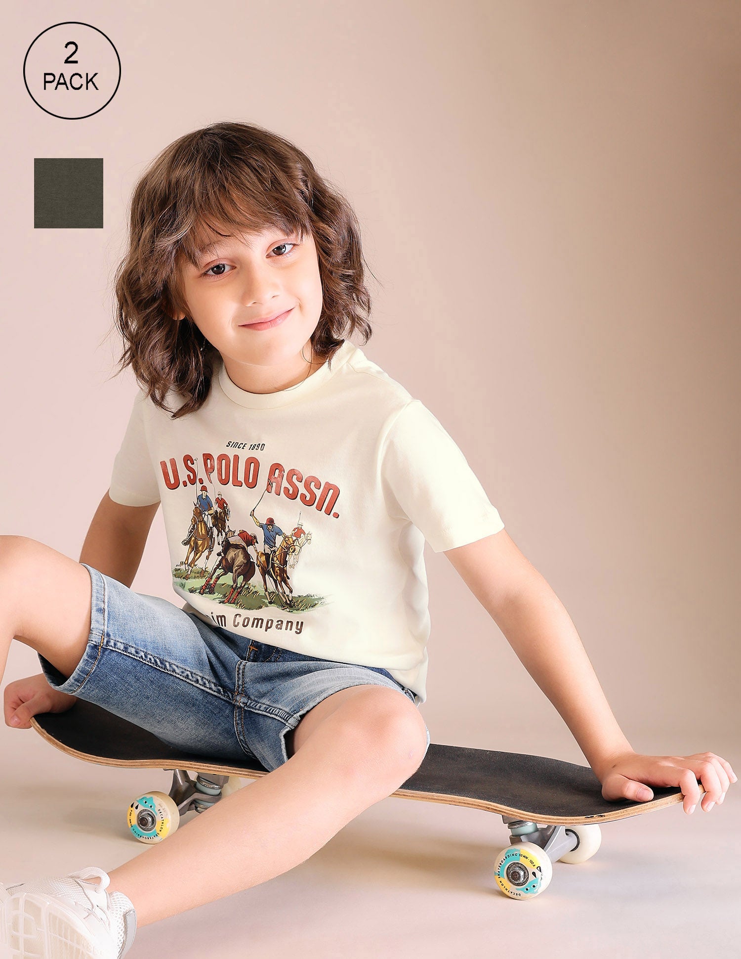 Boys Brand Embossed T-Shirt - Pack Of 2