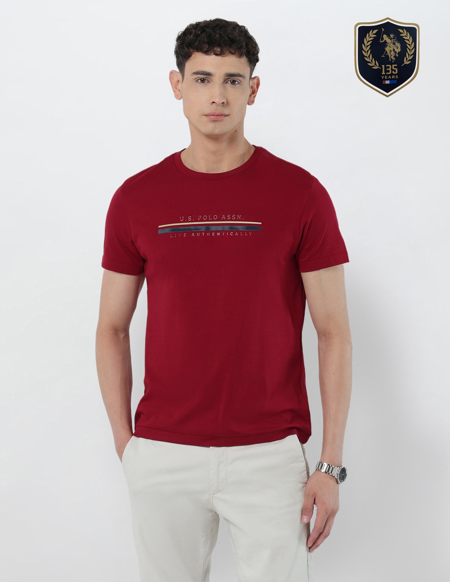 Brand Embossed Slim Fit T-Shirt