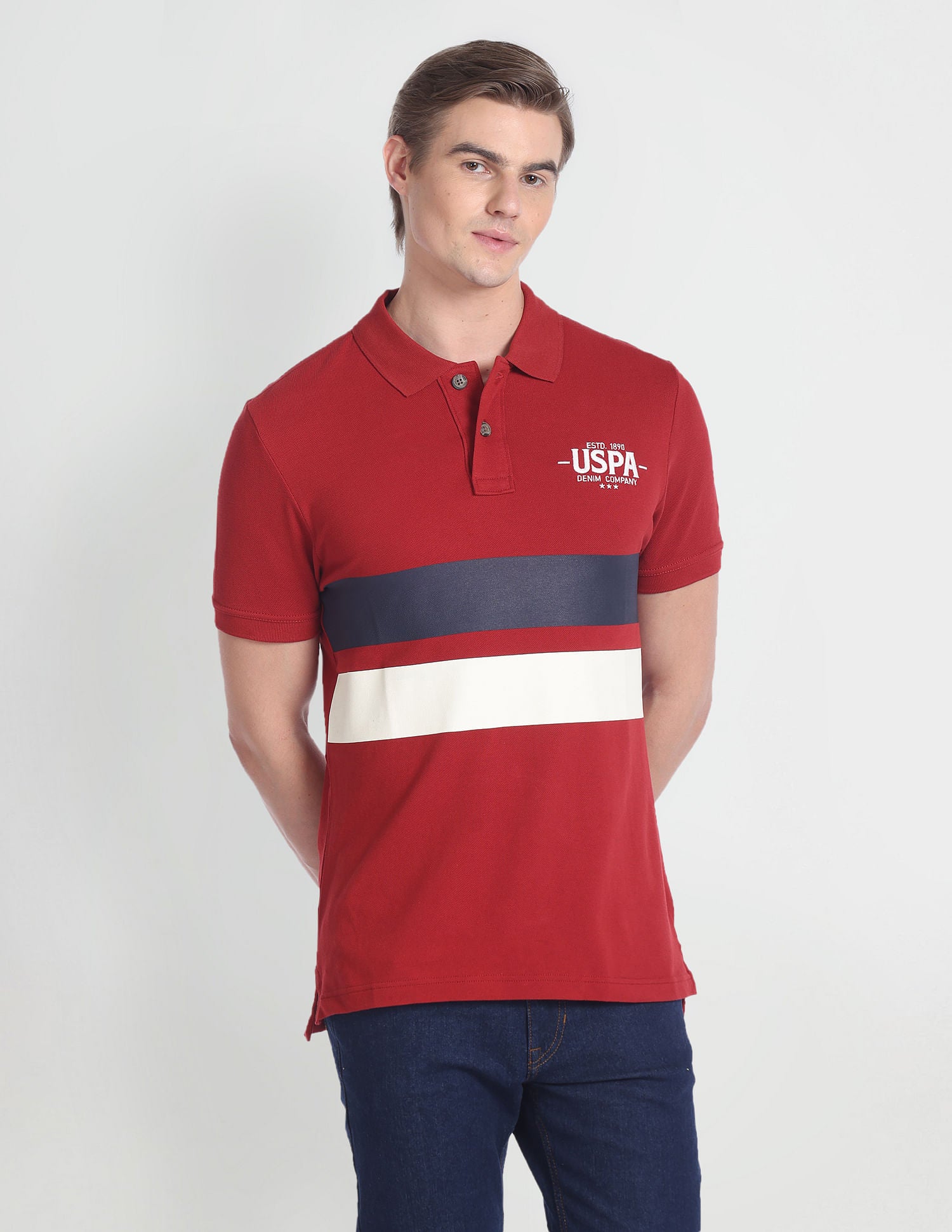 Colour Block Muscle Fit Polo Shirt