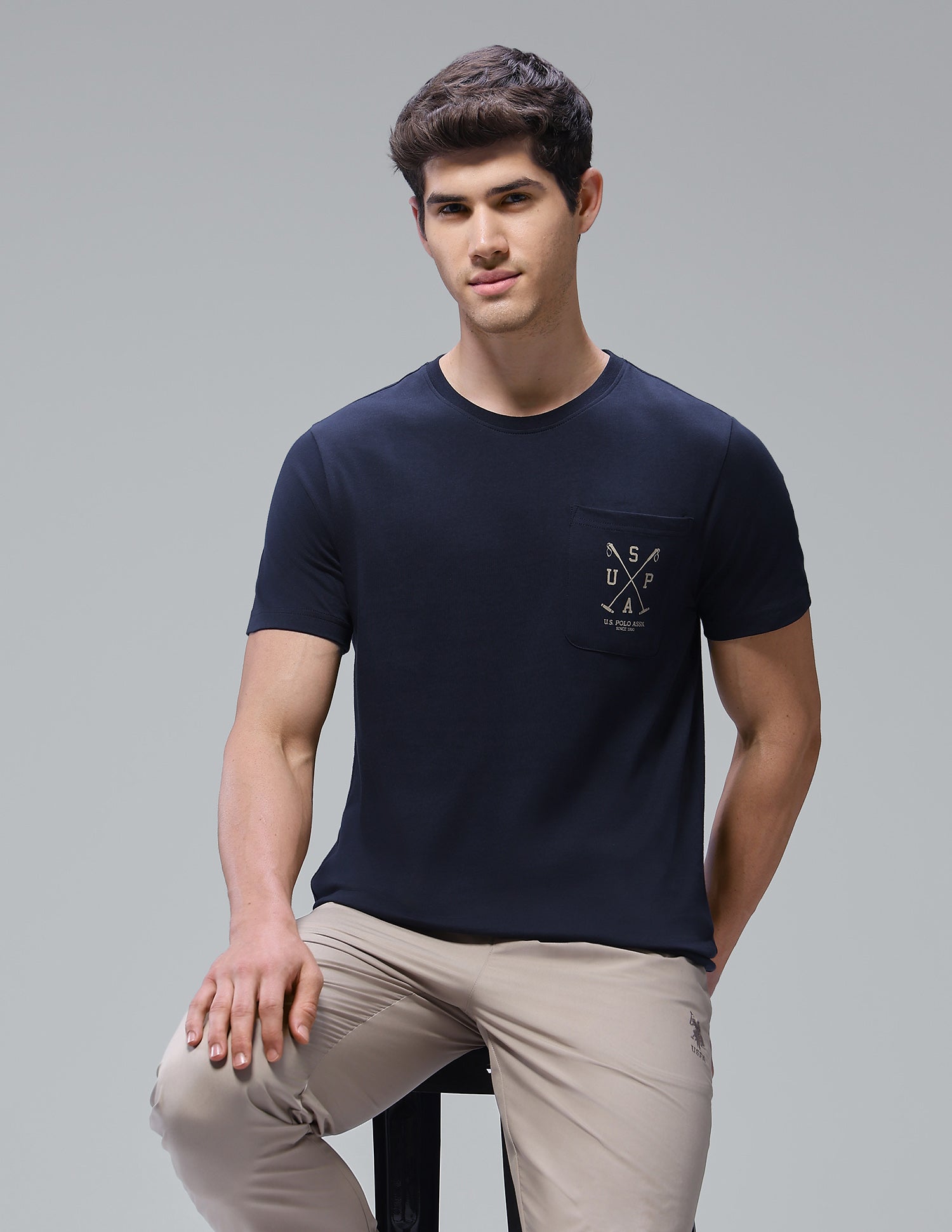 Solid Regular Fit Loungewear T-Shirt Navy - U.S. Polo Assn. India | Large