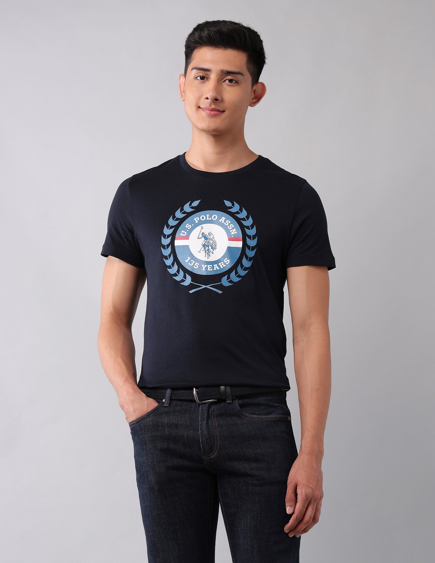 Pure Cotton Brand Printed T-Shirt Navy - U.S. Polo Assn. India | Large