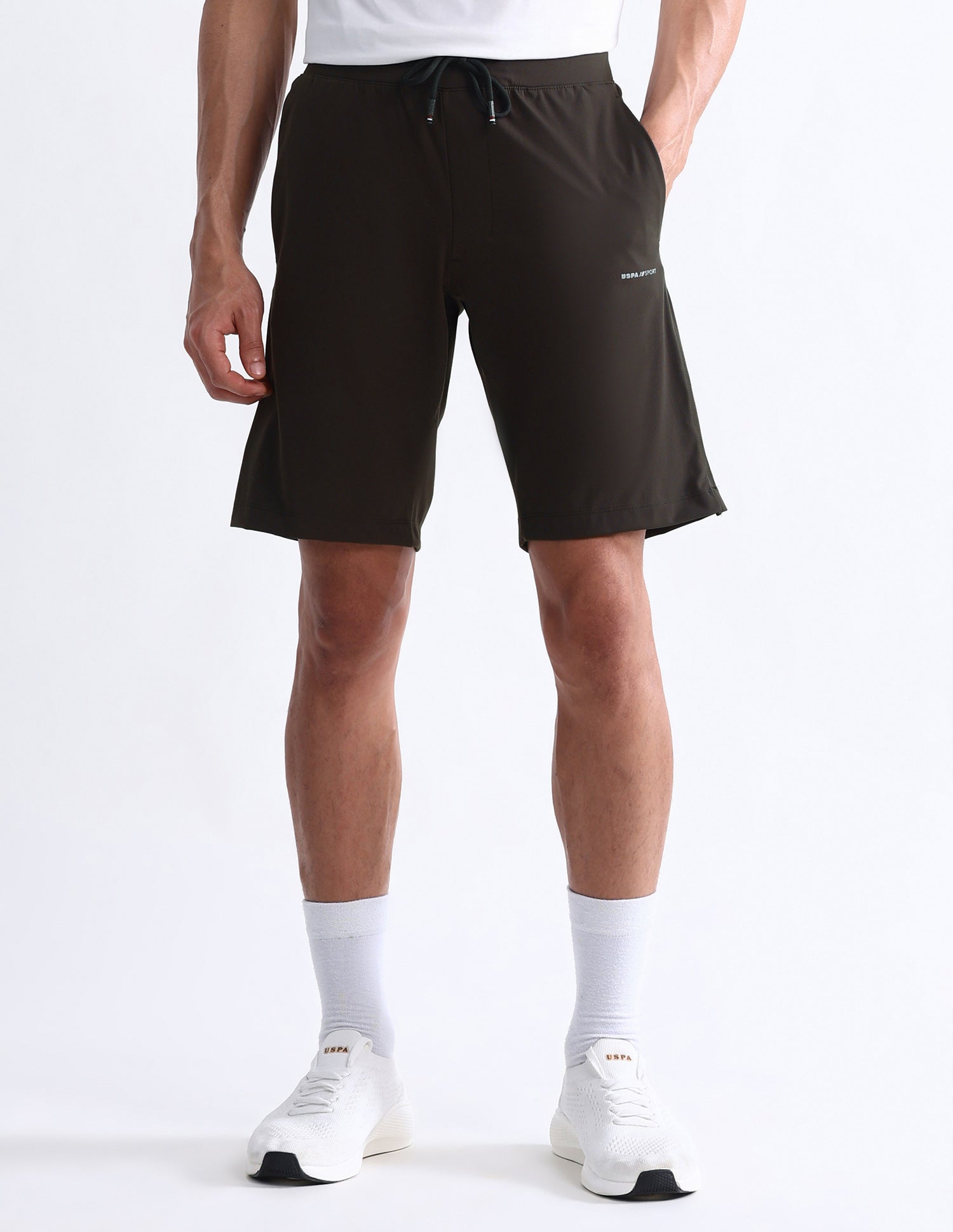 Slim Fit Solid Active Shorts Brown - U.S. Polo Assn. India | Large