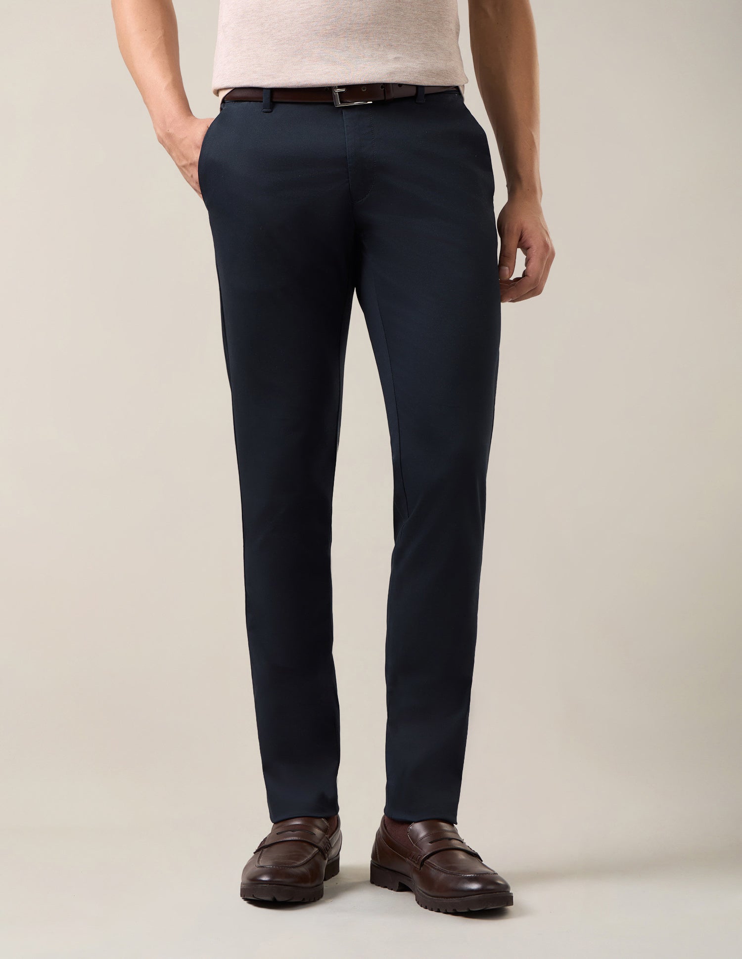 Austin Slim Fit Satin Trousers Dark Navy - U.S. Polo Assn. India | Large