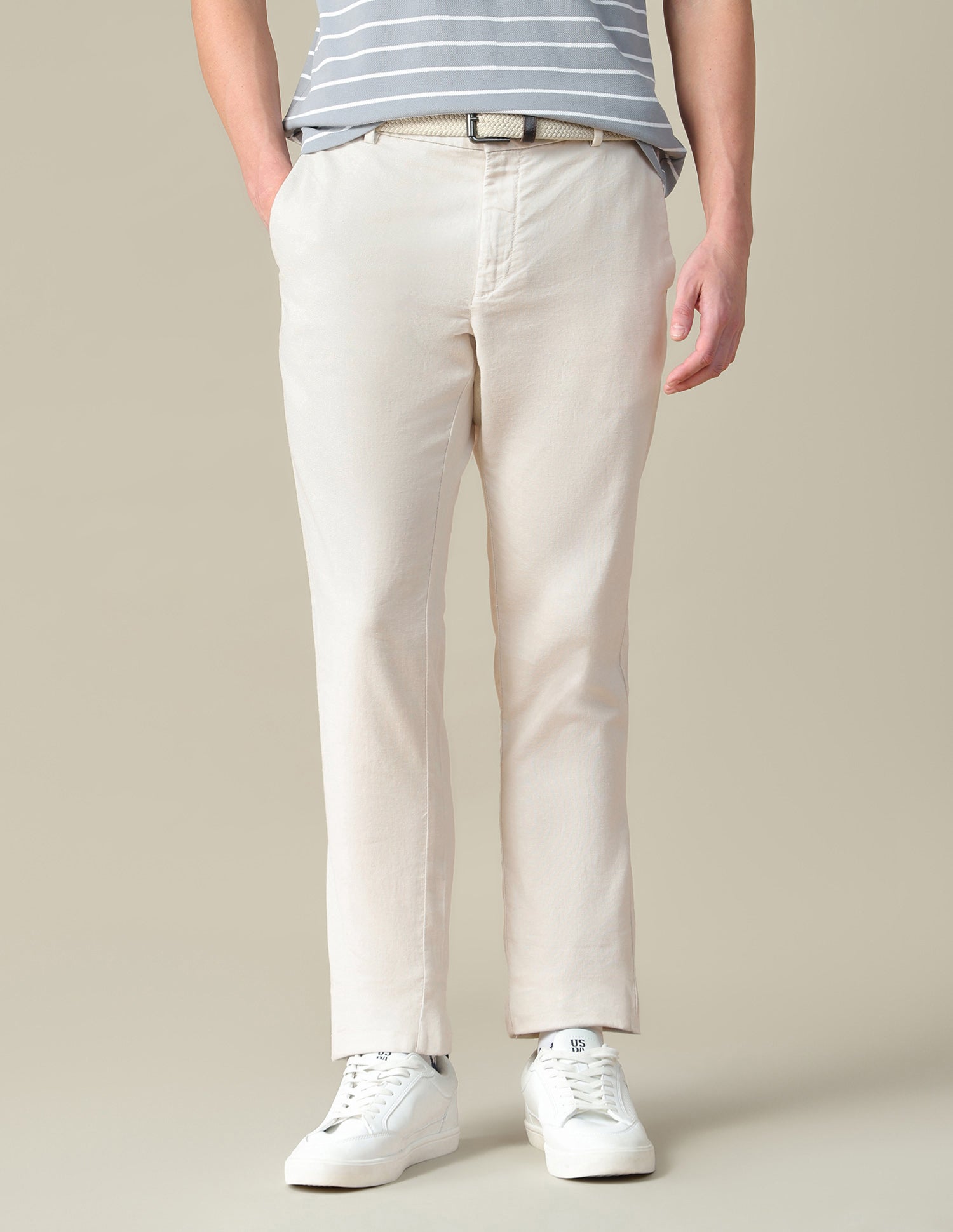Mid Rise Denver Slim Fit Trousers Beige - U.S. Polo Assn. India | Large