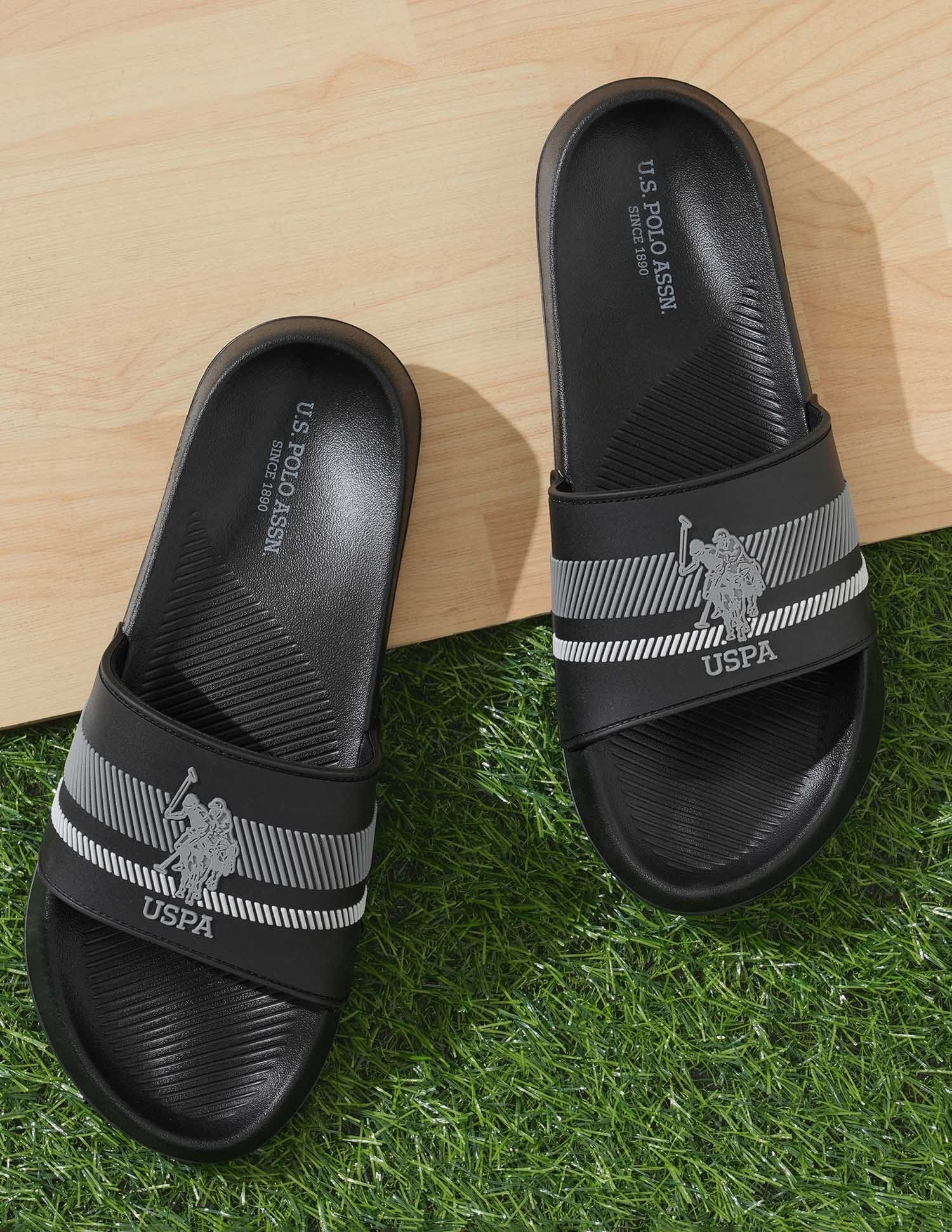Rafa Brand Printed Sliders Black - U.S. Polo Assn. India | Large