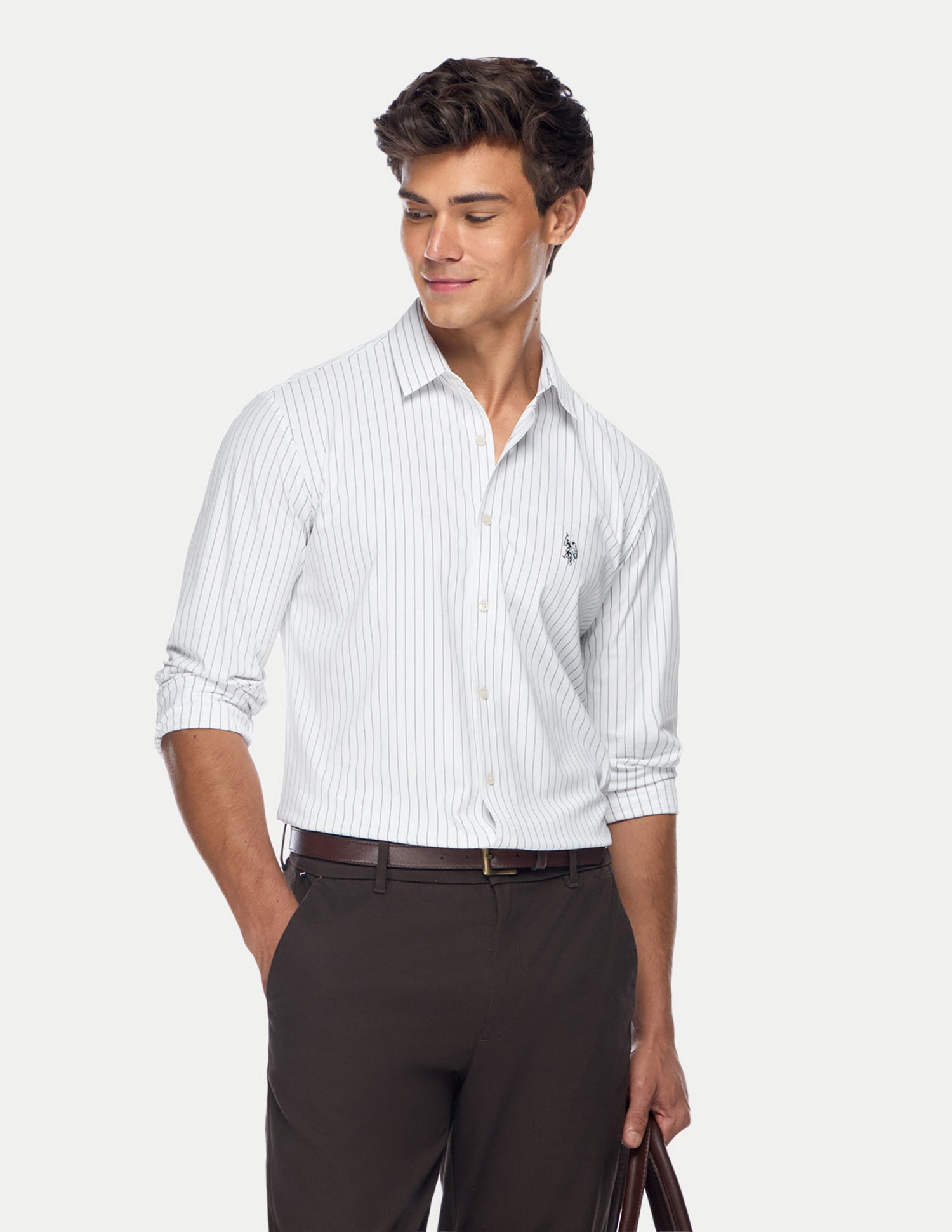 Vertical Striped Knitted Shirt White - U.S. Polo Assn. India | Large