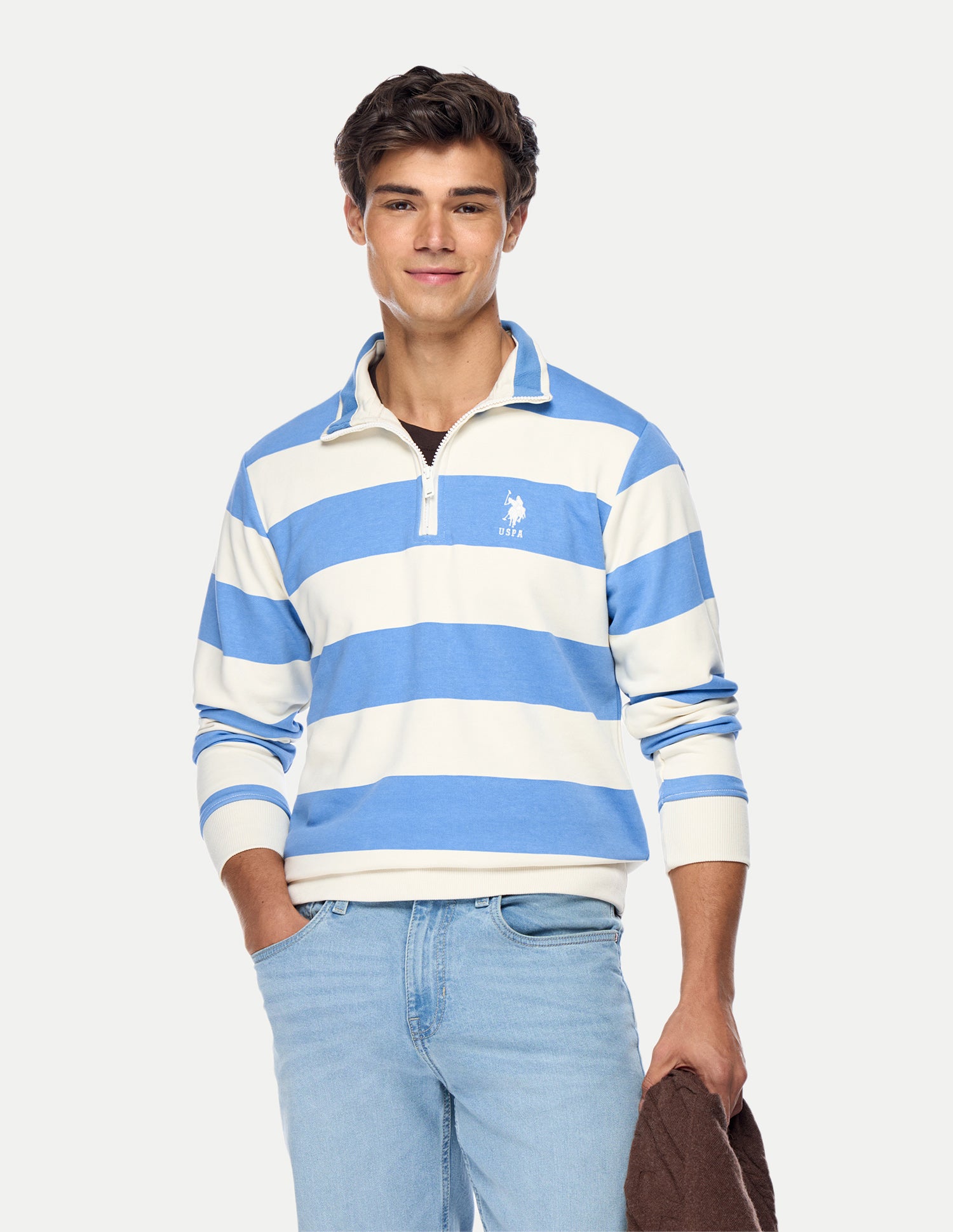 Horizontal Striped Regular Fit Sweatshirt Blue - U.S. Polo Assn. India | Large