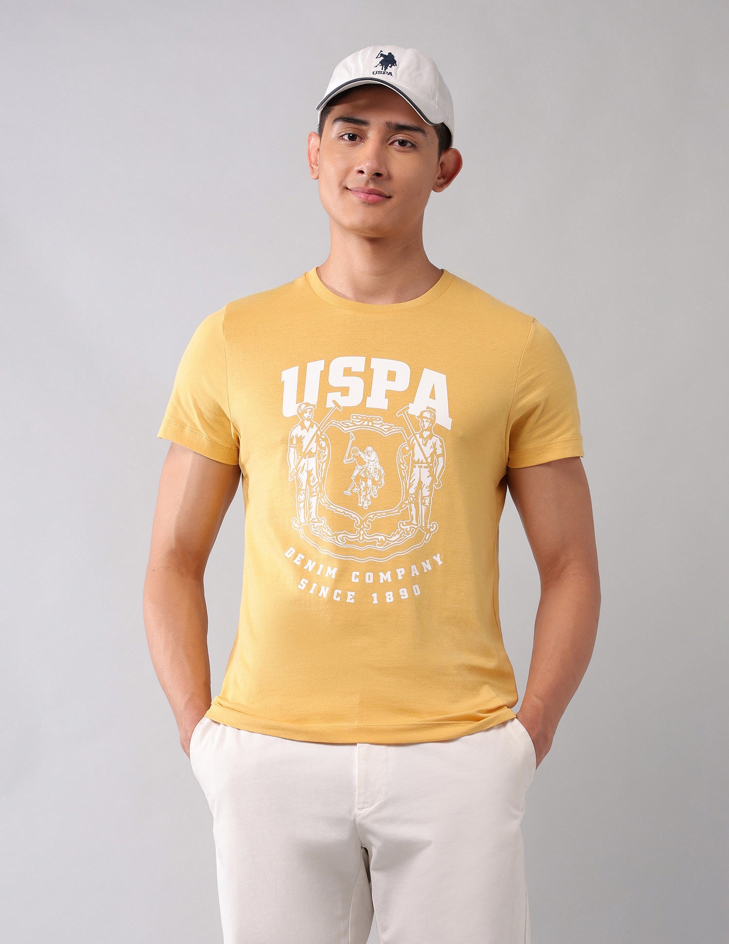 Brand Printed Muscle Fit T-Shirt Yellow - U.S. Polo Assn. India | Large