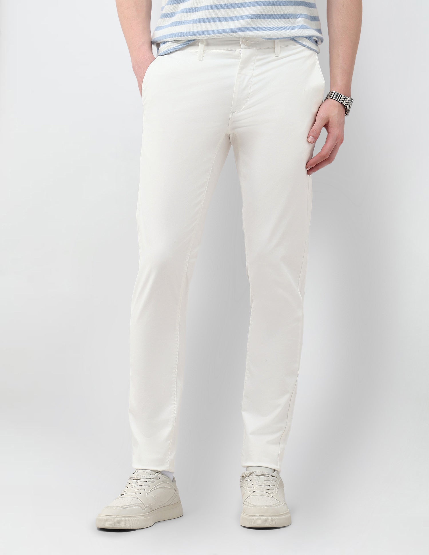 Austin Slim Fit Satin Trousers White - U.S. Polo Assn. India | Large