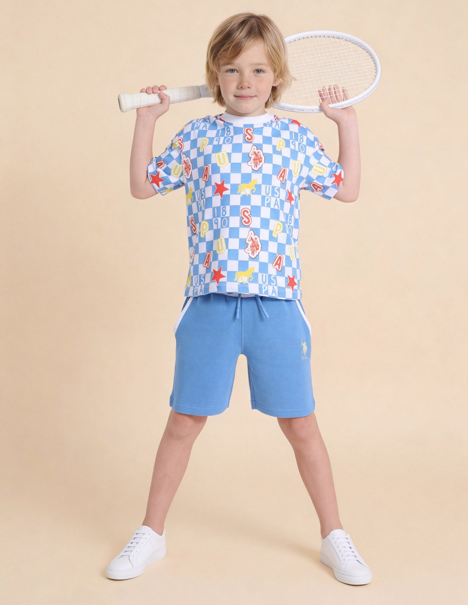 Checked Brand Printed Oversized Fit T-Shirt