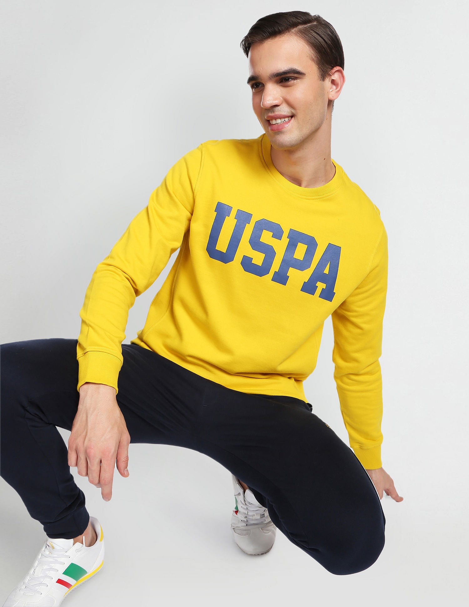 Collegiate Terry Sweatshirt Yellow - U.S. POLO ASSN. | Large