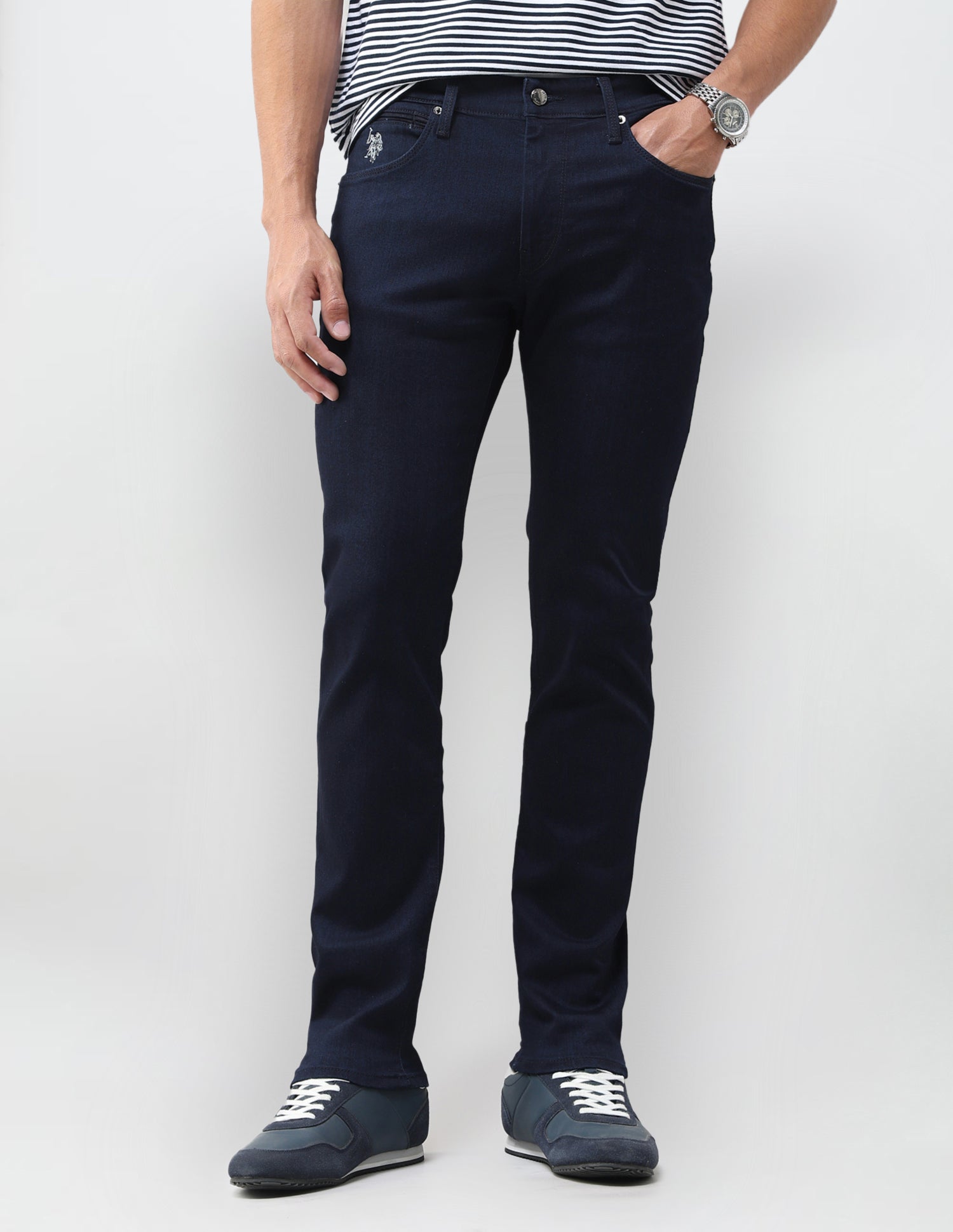 Brandon Slim Tapered Fit Blue Jeans Blue - U.S. Polo Assn. India | Large