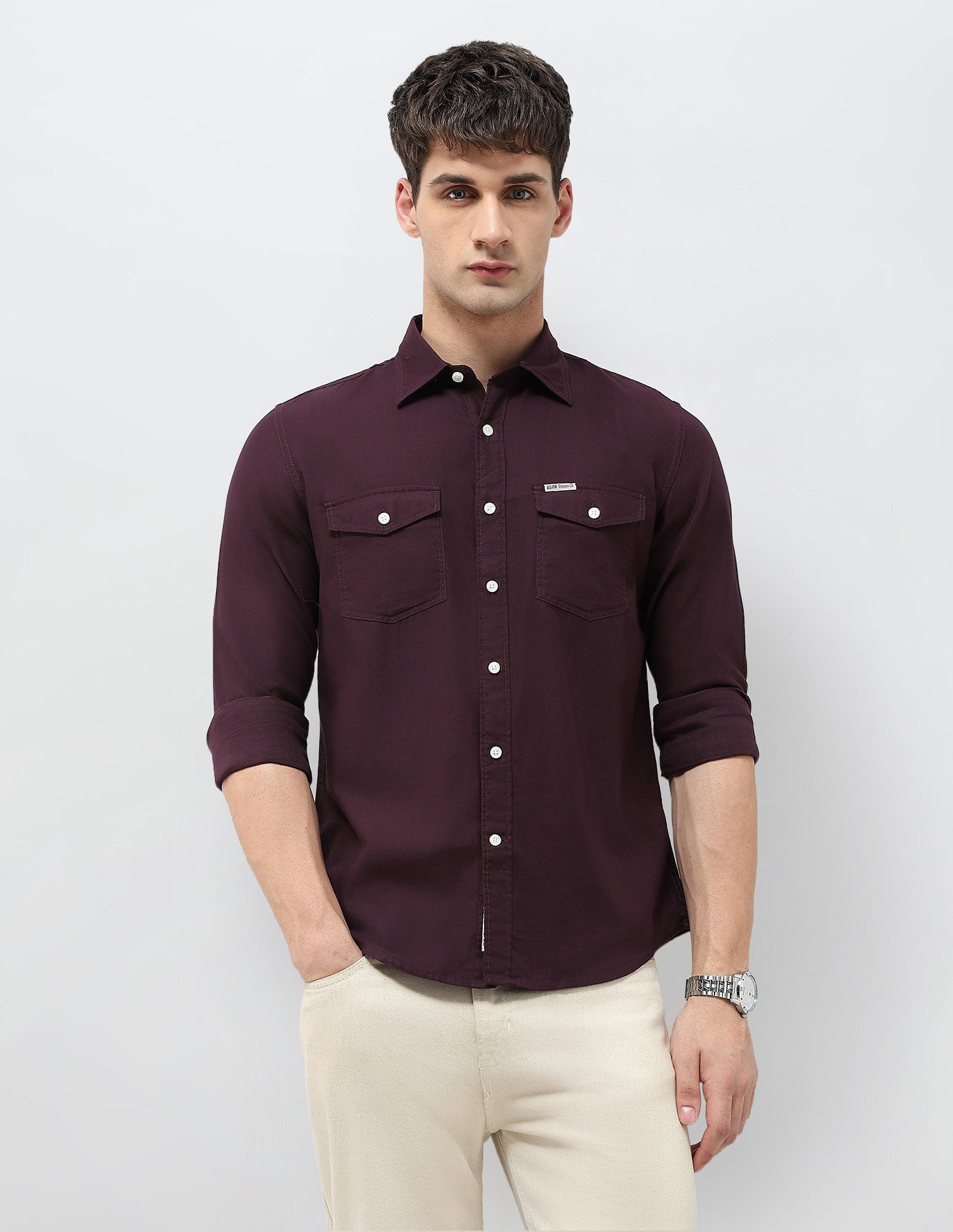 Solid Regular Fit Twill Shirt